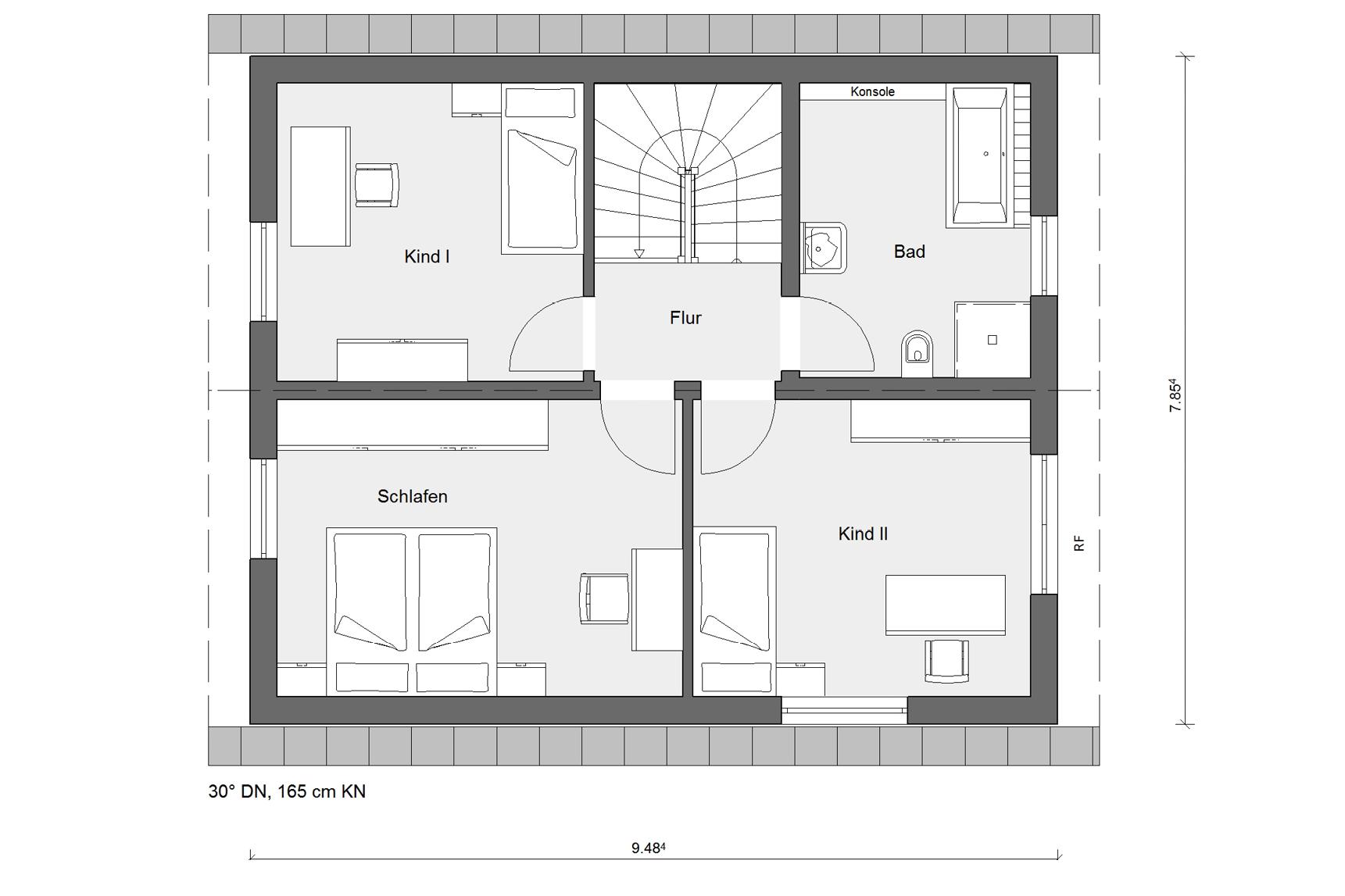 Grundriss Dachgeschoss E 15-121.9 Haus mit Satteldach