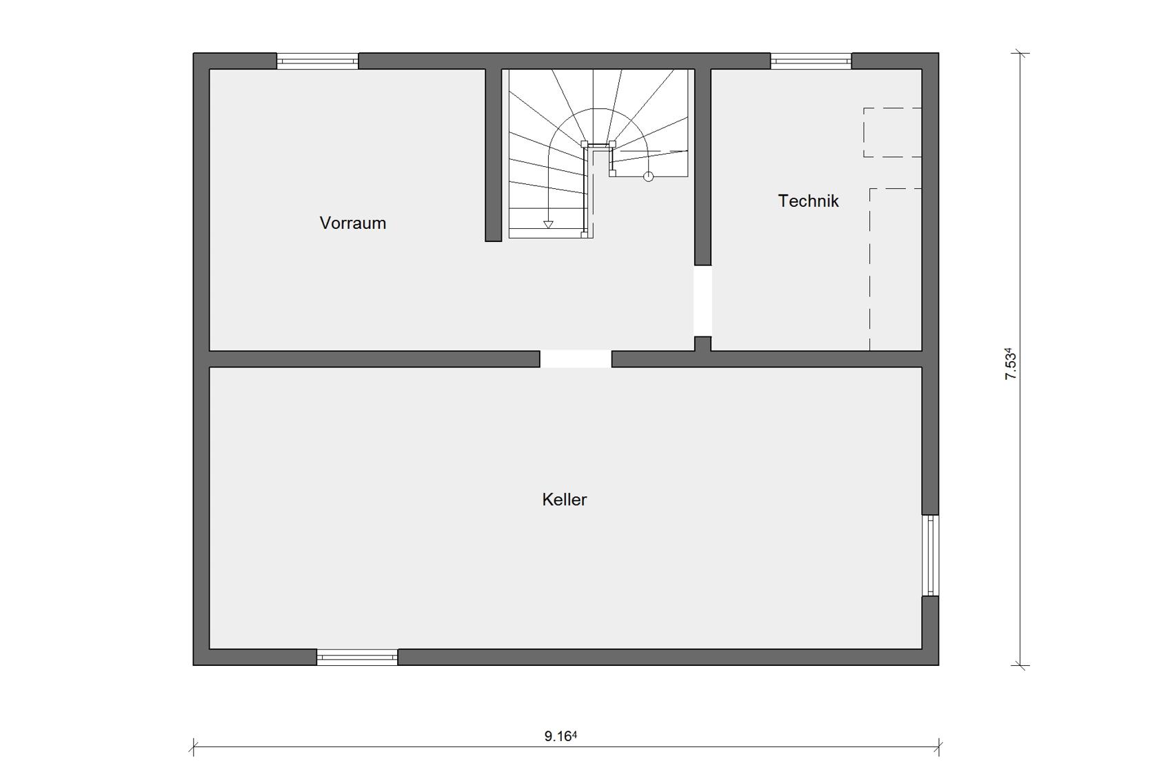 Grundriss Kellergeschoss E 15-121.9 Haus mit Satteldach