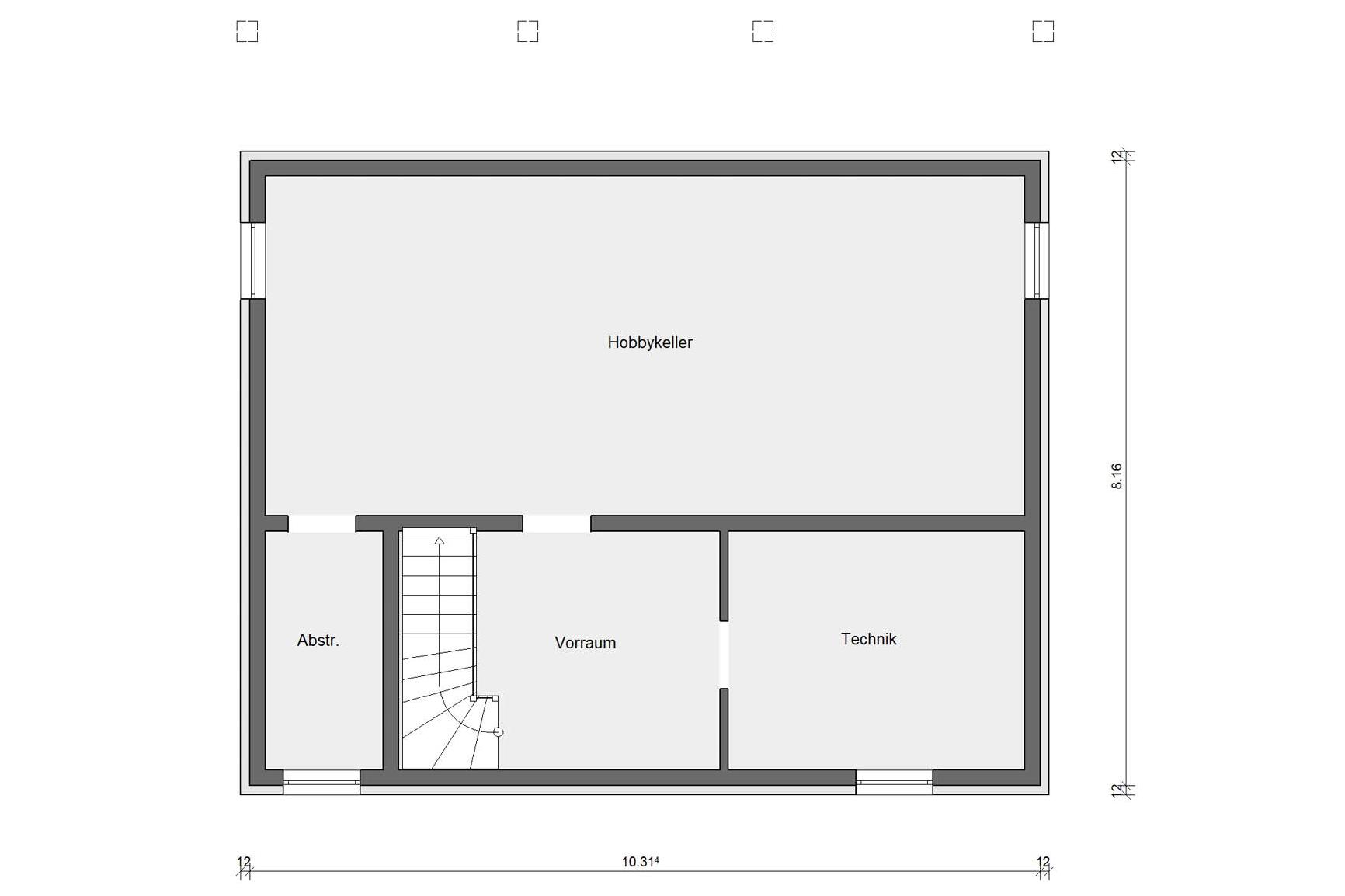 Grundriss Kellergeschoss E 20-147.3 Haus mit auskragendem Flachdach 