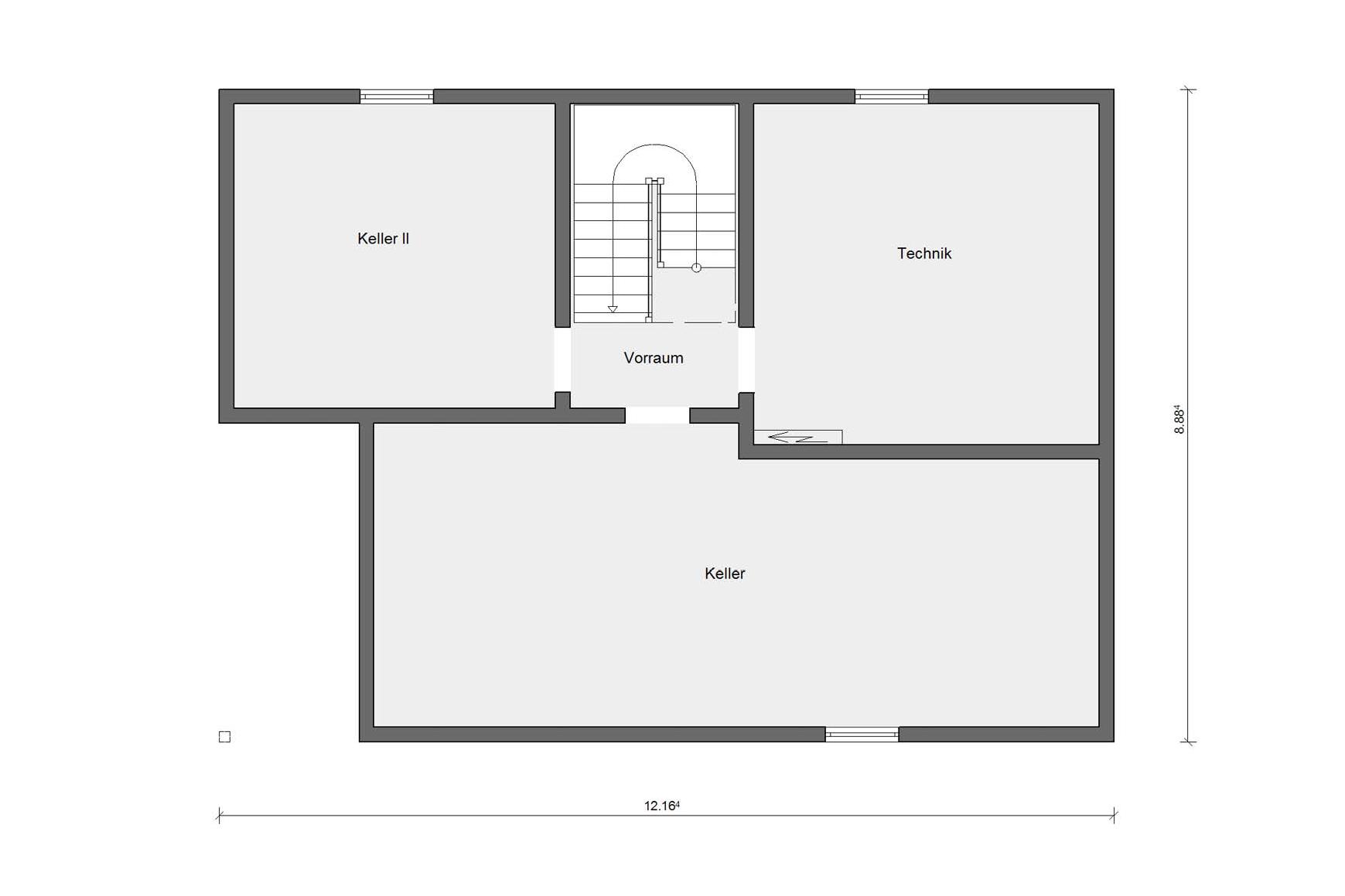 Kellergeschoss Grundriss E 20-172.2 Energieplus-Fertighaus