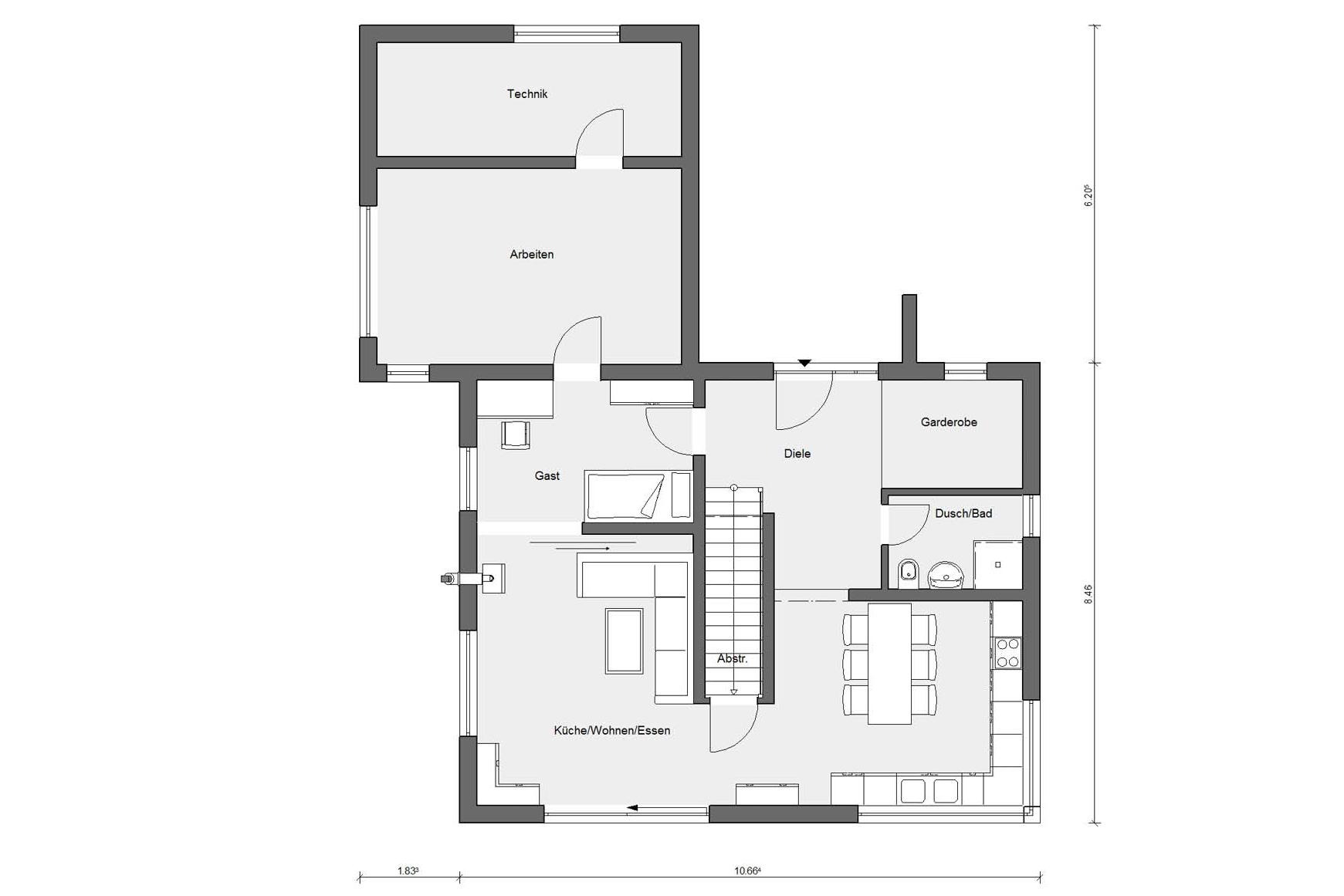 Grundriss Erdgeschoss E 15-179.1 Das Energie Haus für Familien 