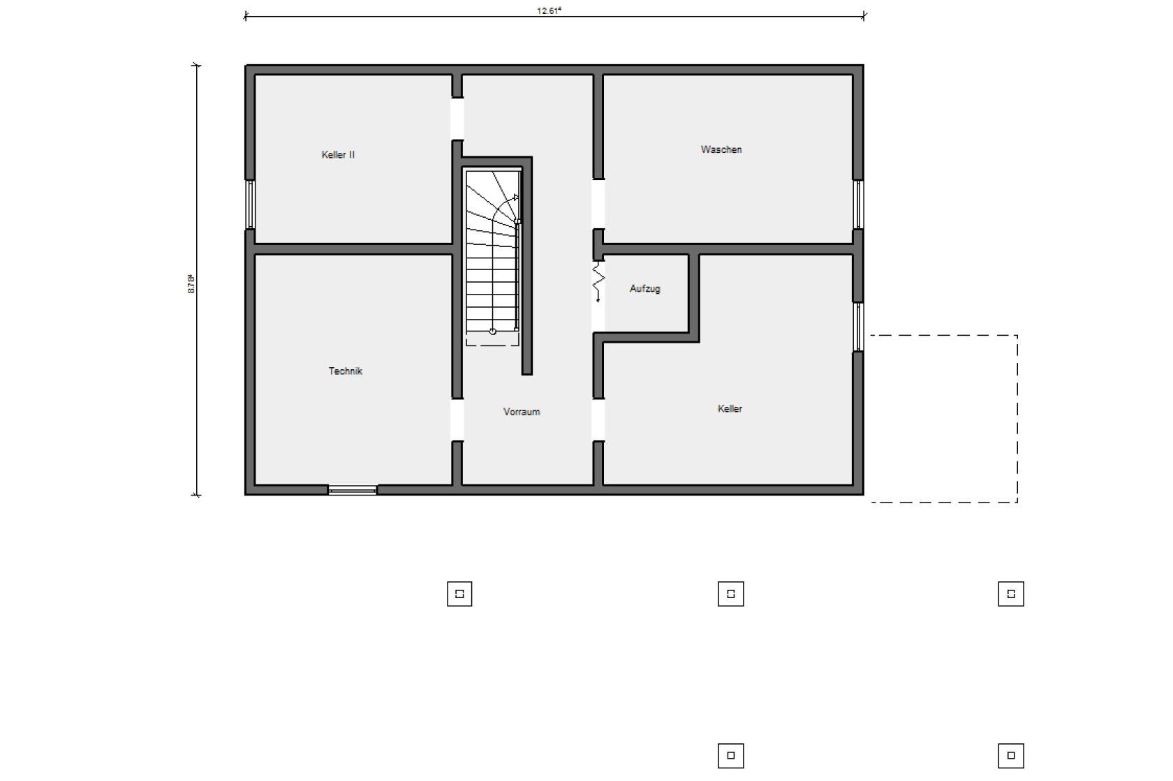 Grundriss Kellergeschoss Fertighaus mit Aufzug