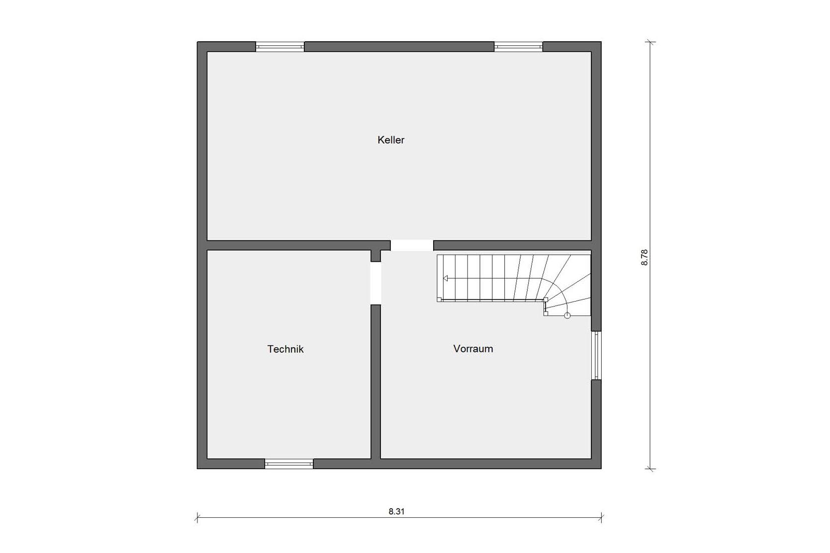 Grundriss Kellergeschoss E 15-128.8 Modernes Landhaus