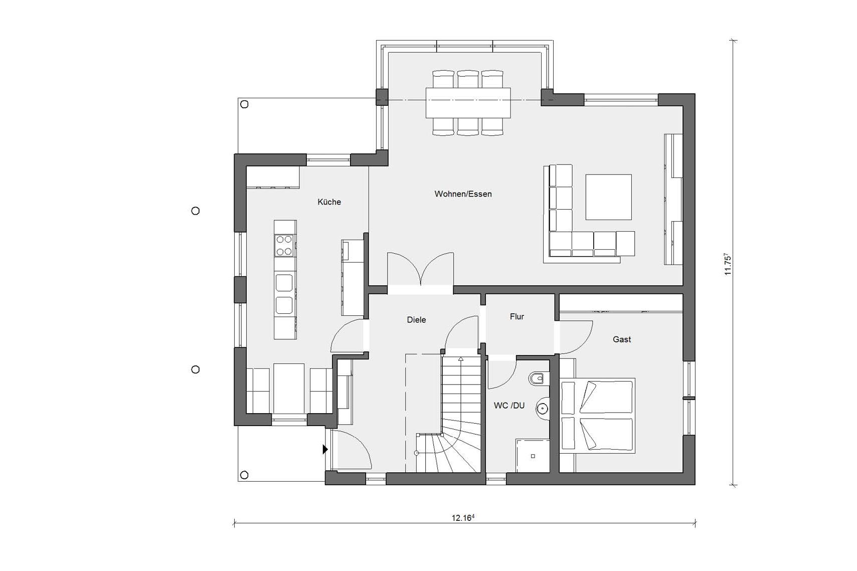 Grundriss Erdgeschoss E 15-205.1 Haus mit Wintergarten