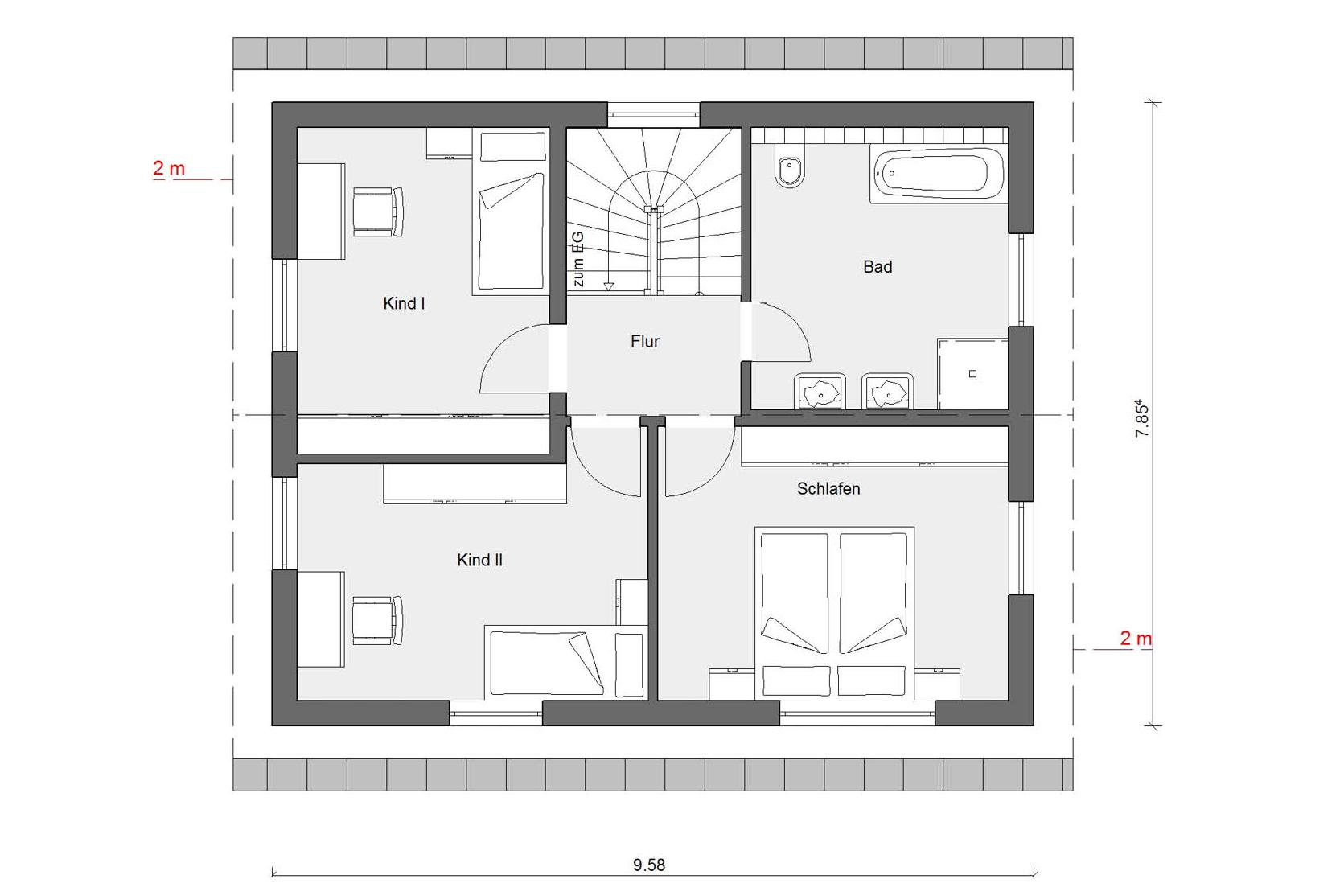 Pianta soffitta E 15-123.4 Casa unifamiliare coerente 