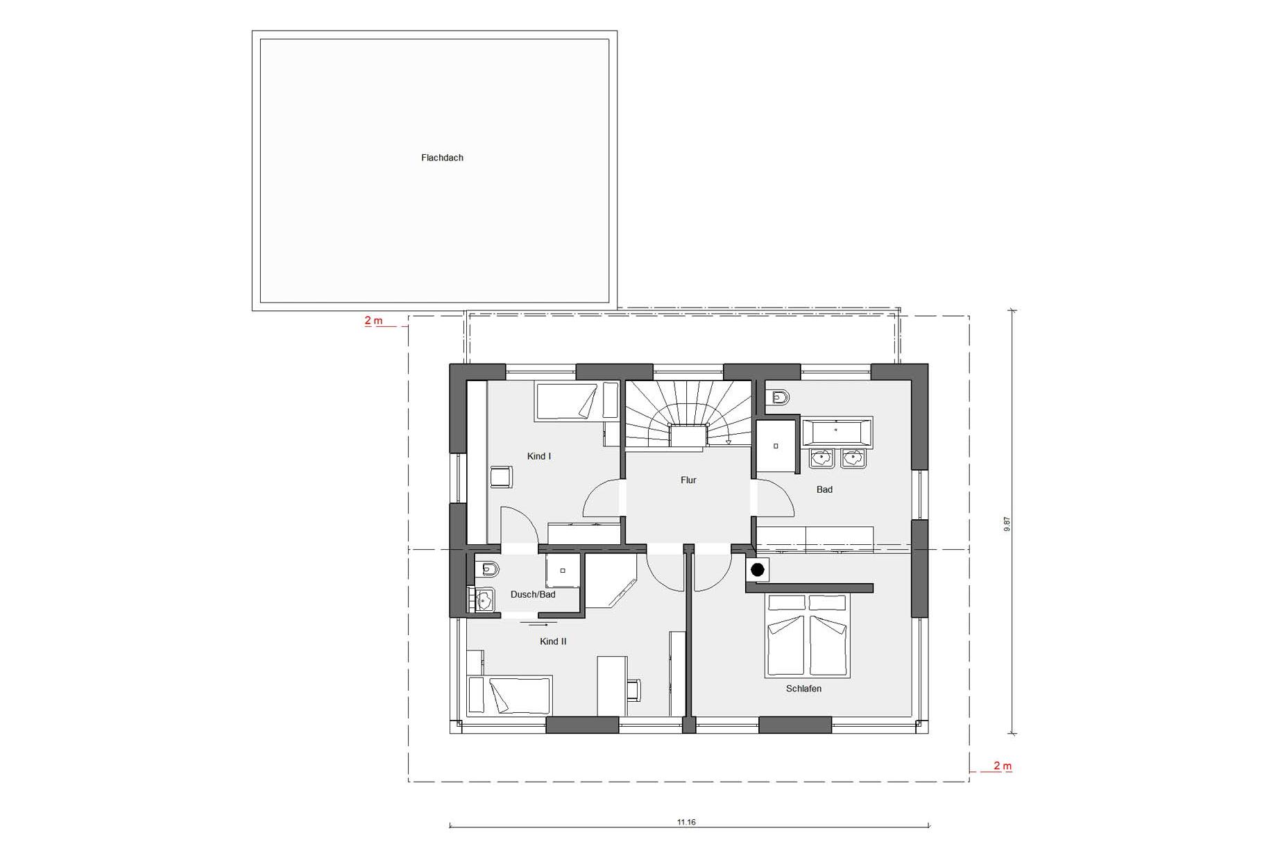 Plan d'étage grenier Schwörer maison modèle à Günzburg