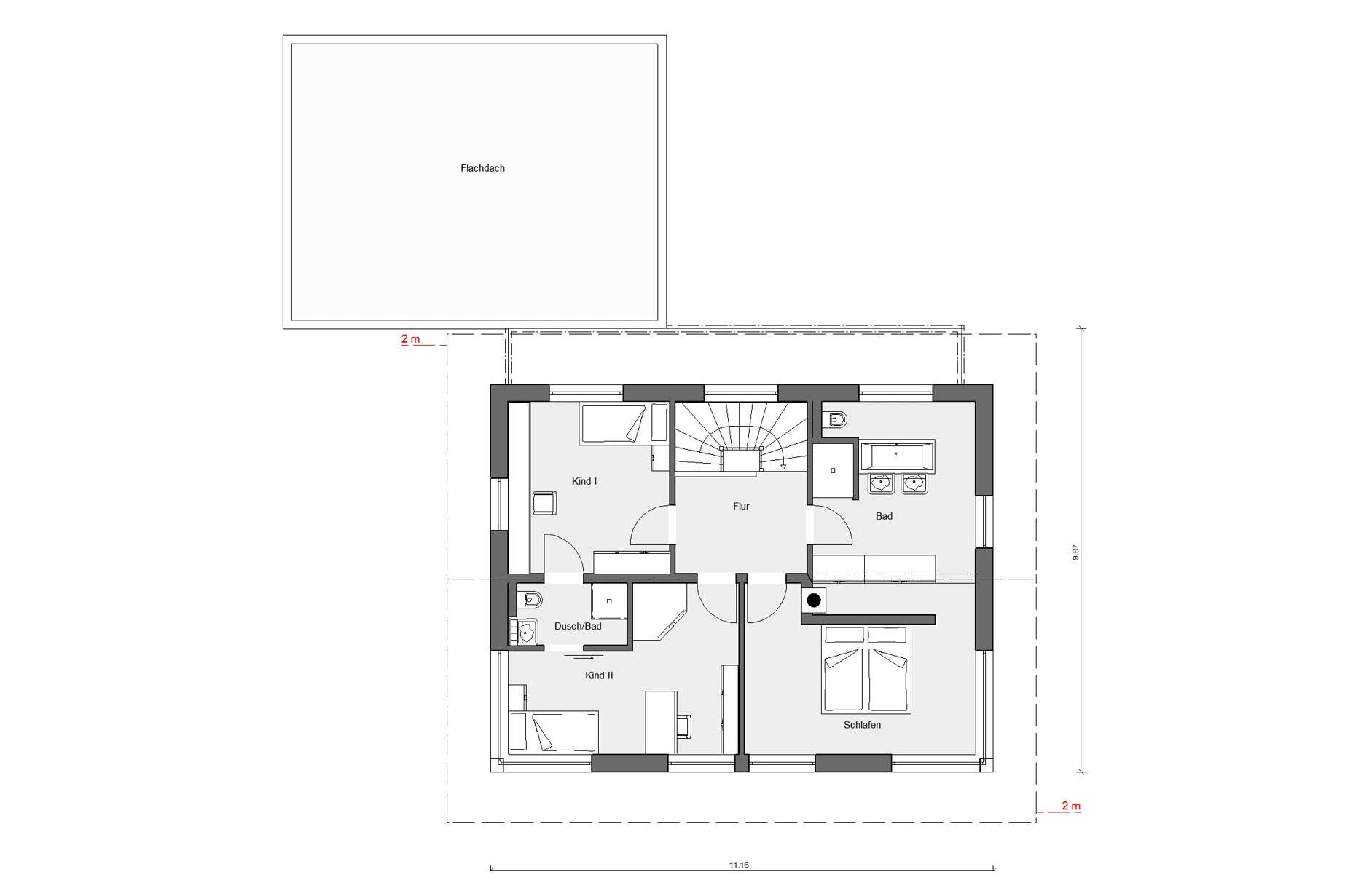 Grundriss Dachgeschoss KfW Effizienzhaus 40 Plus E 20-201.2