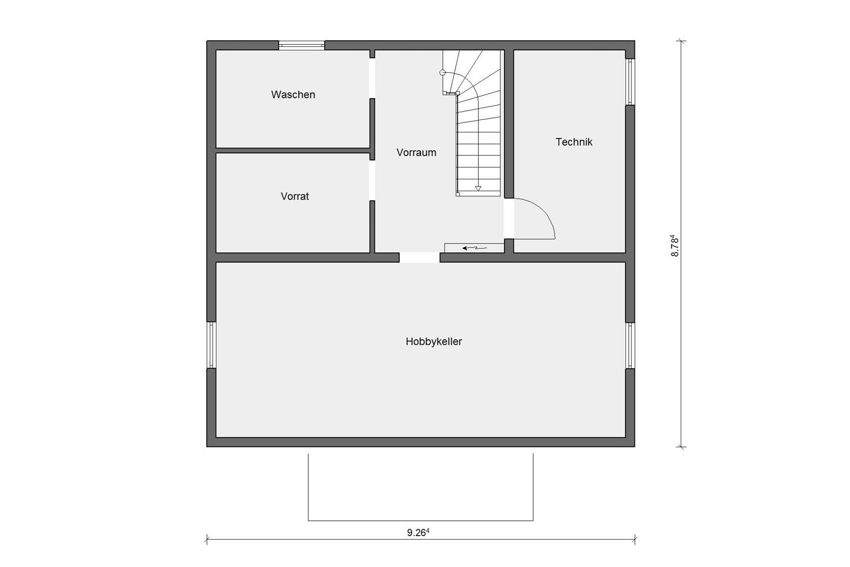 Grundriss Kellergeschoss E 15-148.6 Einfamilienhaus mit drittem Giebel