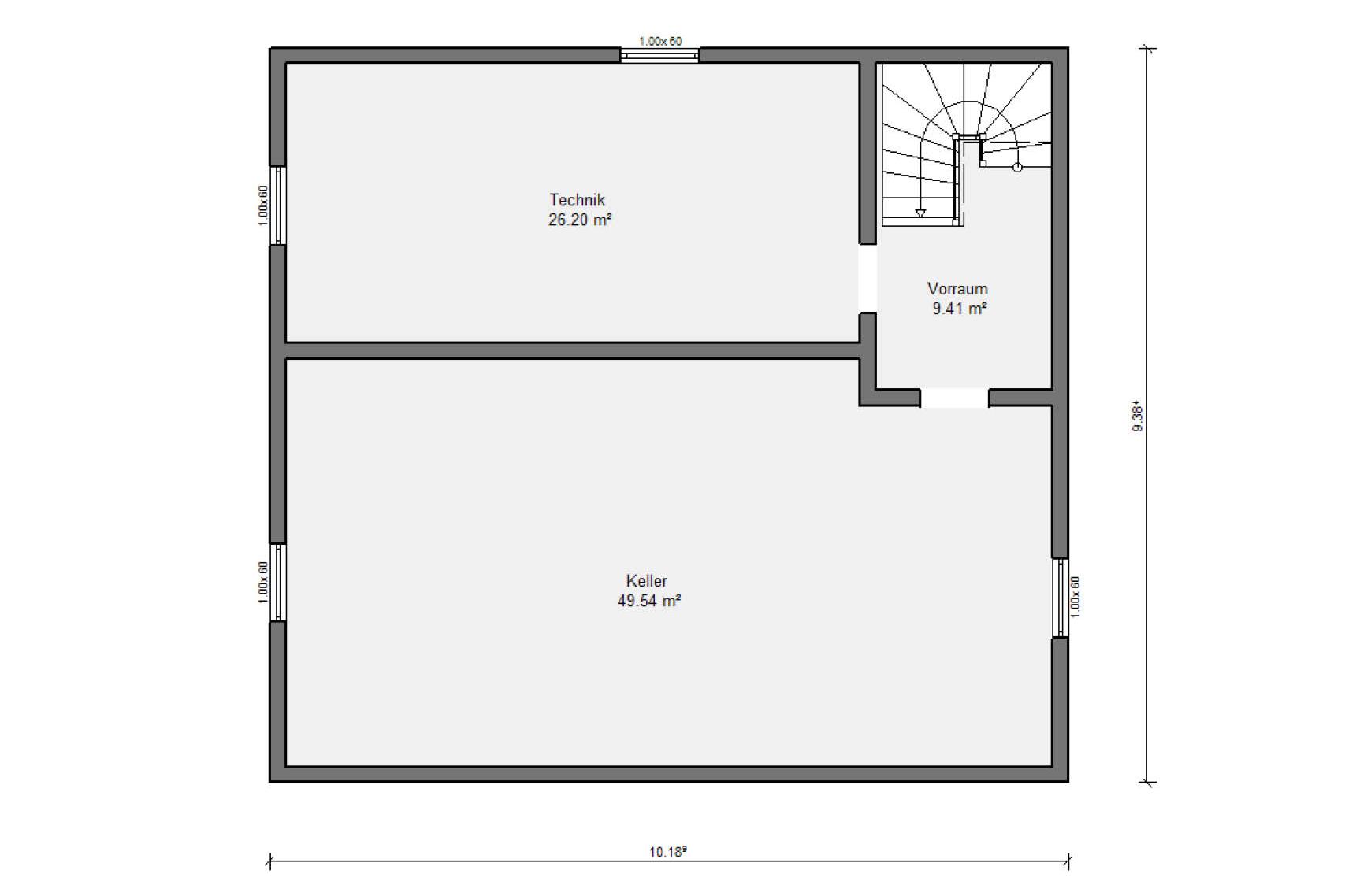 Grundriss Kellergeschoss E 15-164.2 Modernes Haus mit Pultdach