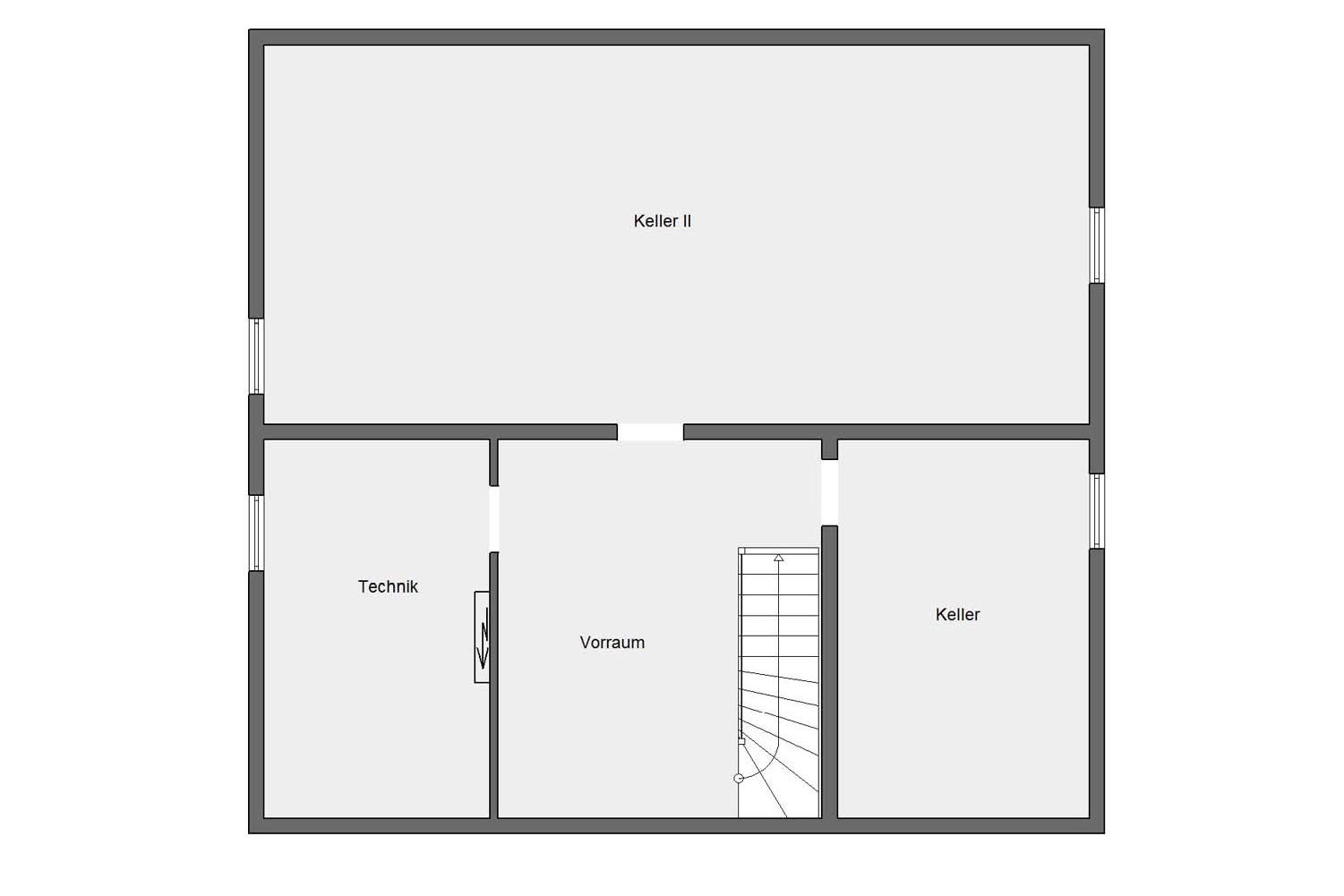 Plan d'étage cave E 20-250.1 Maison à façade lamellaire