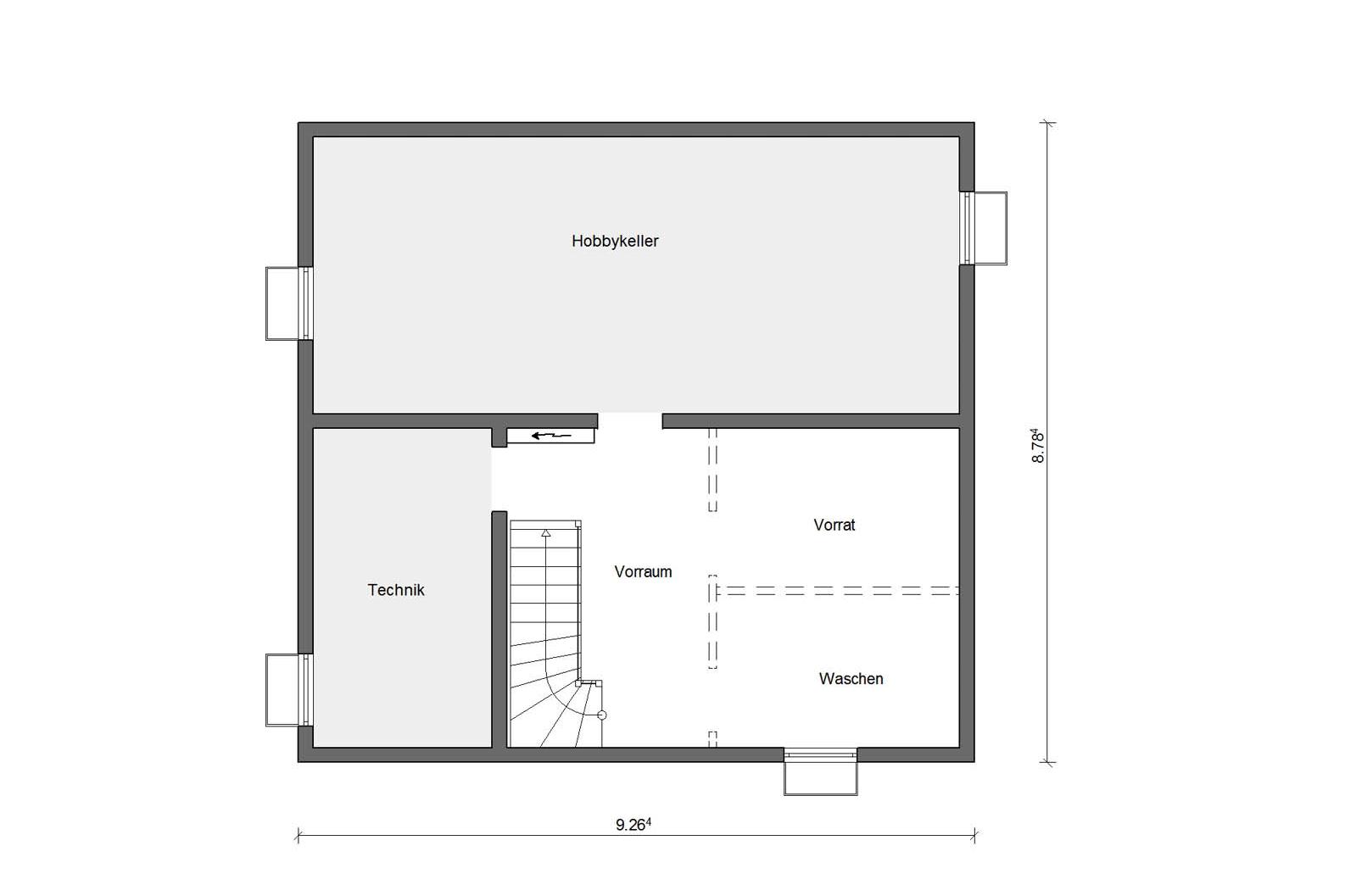 Grundriss Kellergeschoss E 15-143.9 Bayrischer Lanhausstil