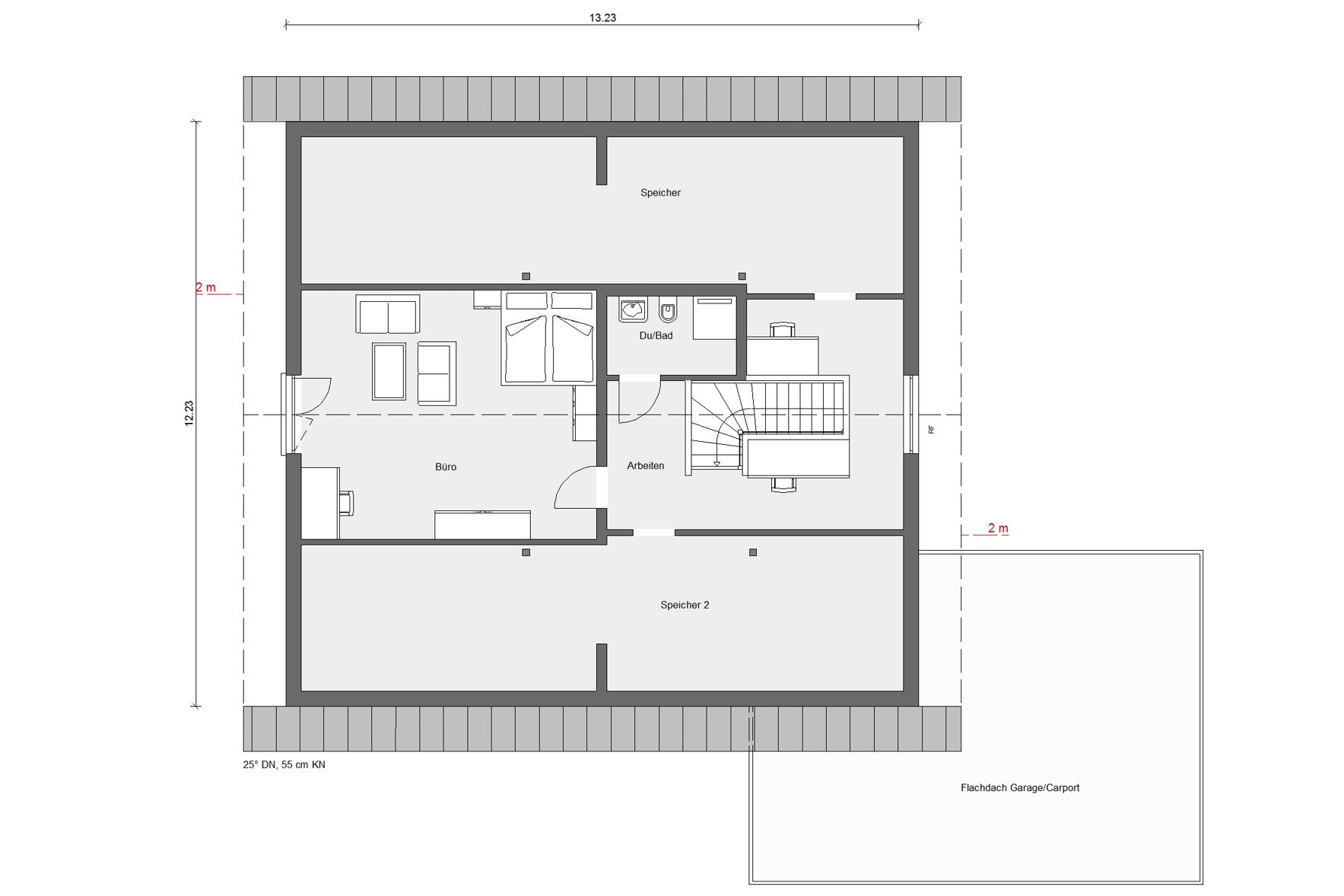 Grundriss Dachgeschoss E 15-265.2 Bungalow mit Satteldach