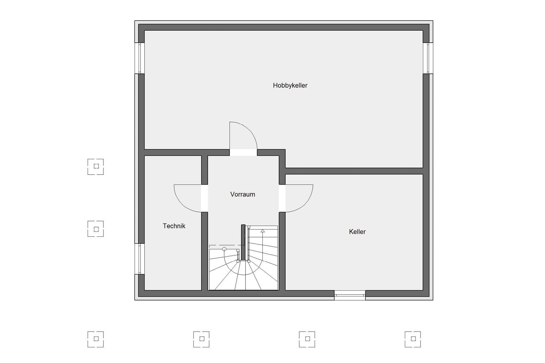 [Translate to Français:] Grundriss Kellergeschoss E 20-144.3 Modernes Stadthaus