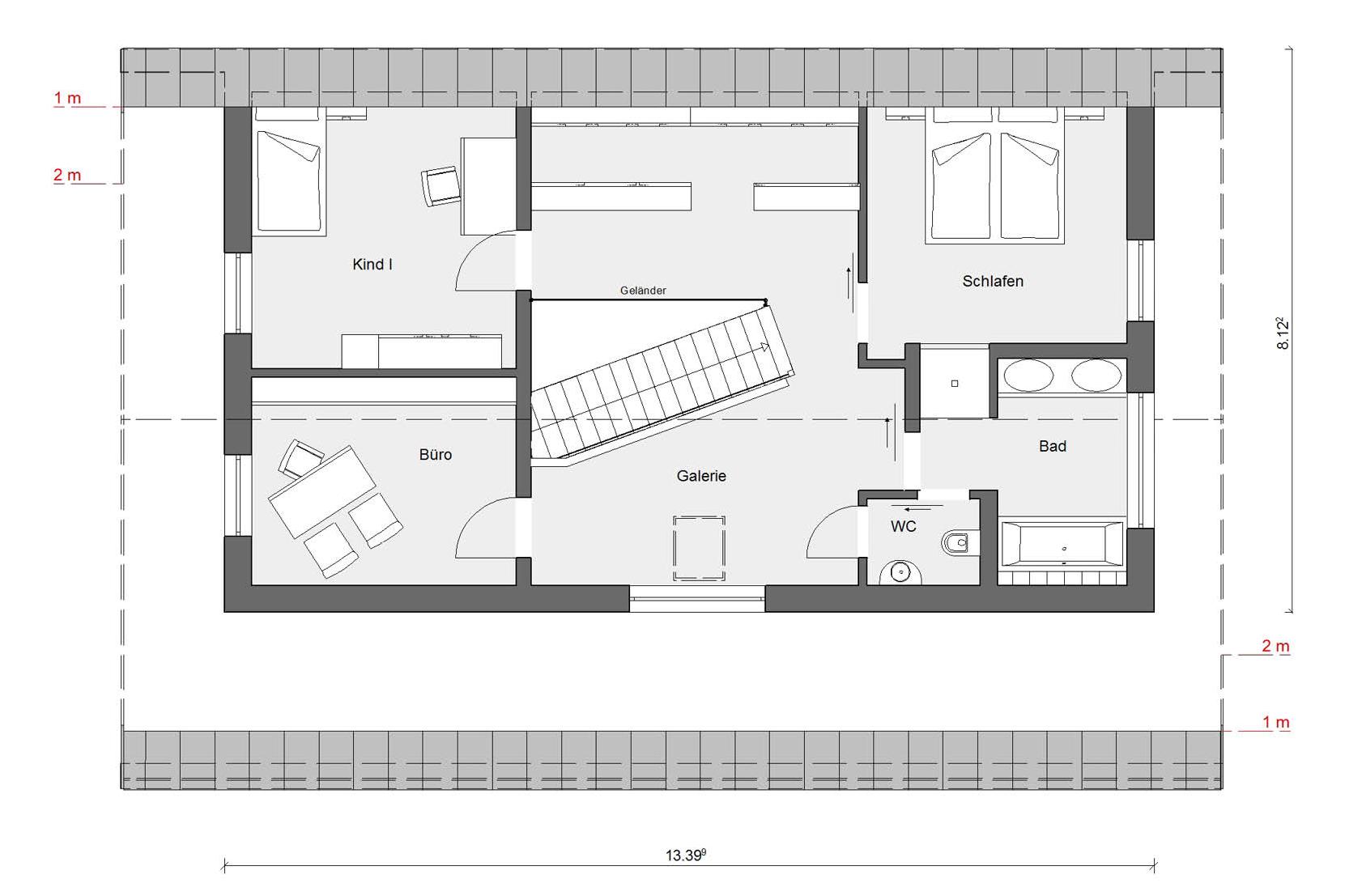 Pianta soffitta E 15-170.1 Casa prefabbricata Energy Plus