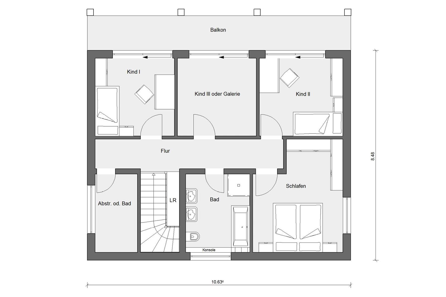 Grundriss Dachgeschoss E 20-147.3 Haus mit auskragendem Flachdach 