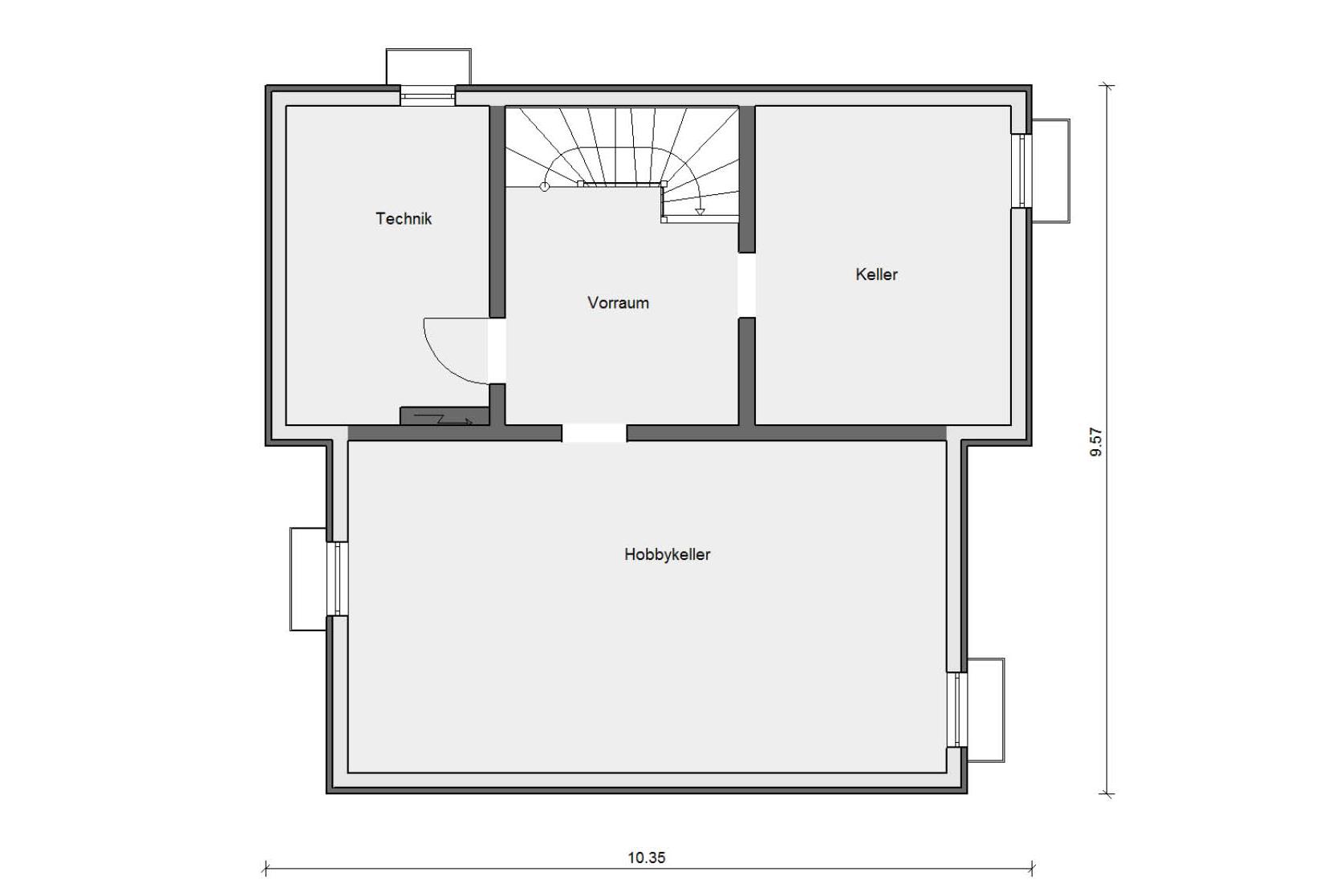 Keller Grundriss Fertighaus mit Holz E 15-154.1