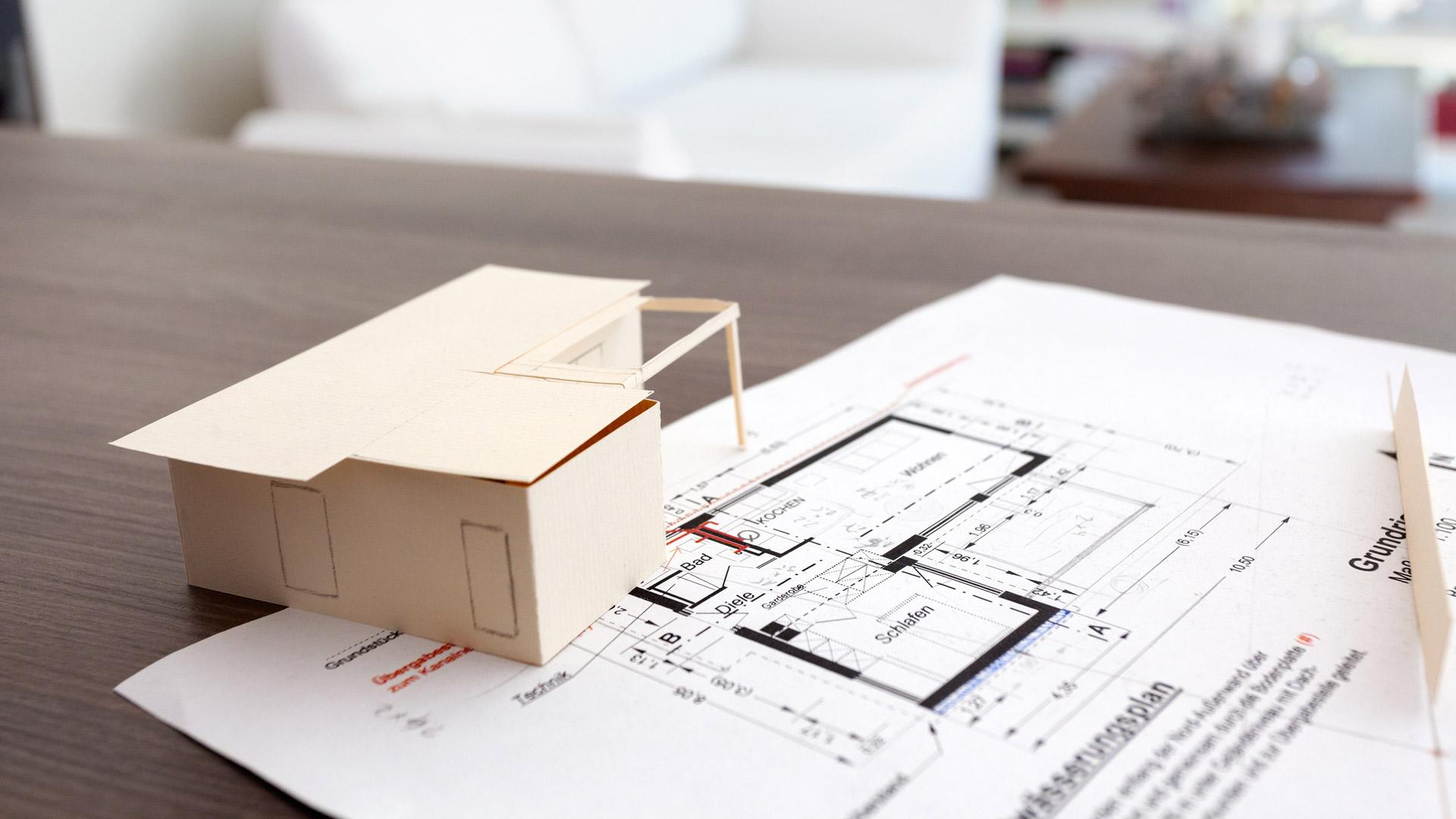 Floor plan draft and model FlyingSpace modular house