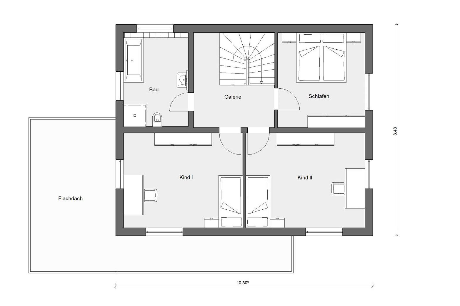 Floor plan attic E 20-144.2 Modern Bauhaus style