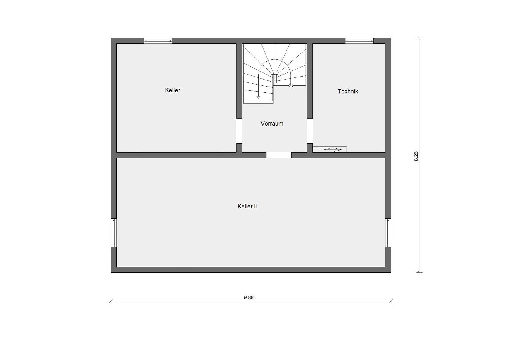 Kellergeschoss Grundriss E 15-140.4 Haus mit Büro