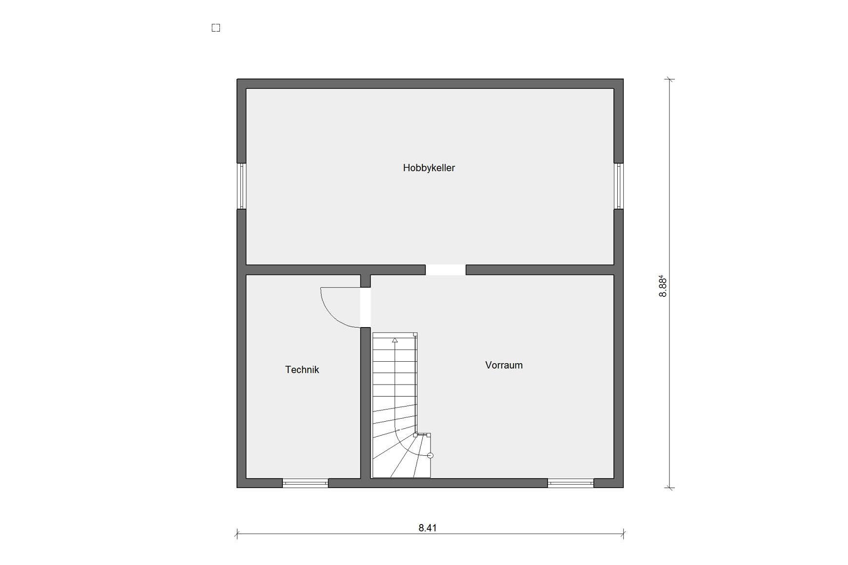 Kellergeschoss Grundriss E 15-128.3 Häuser mit versetztem Pultdach