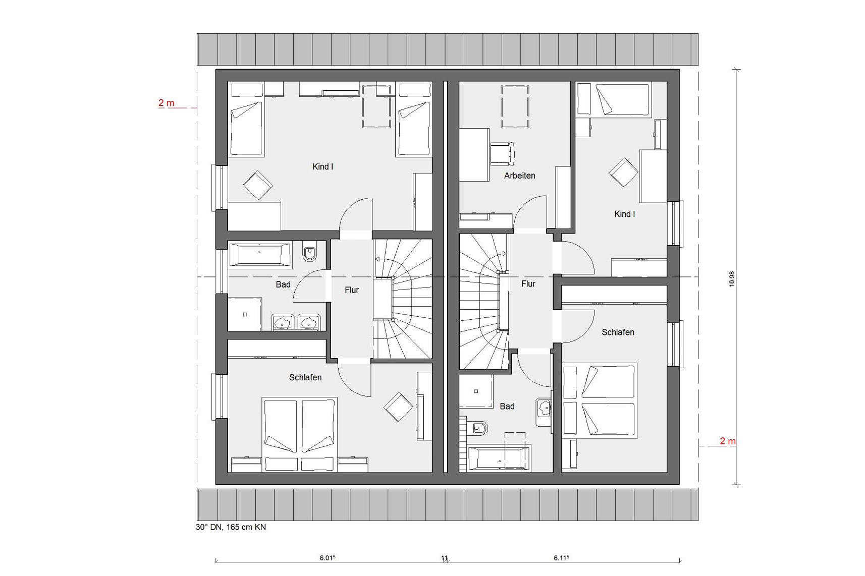Pianta soffitta D 15-106.1/D 15-108.1 Piccola casa bifamiliare