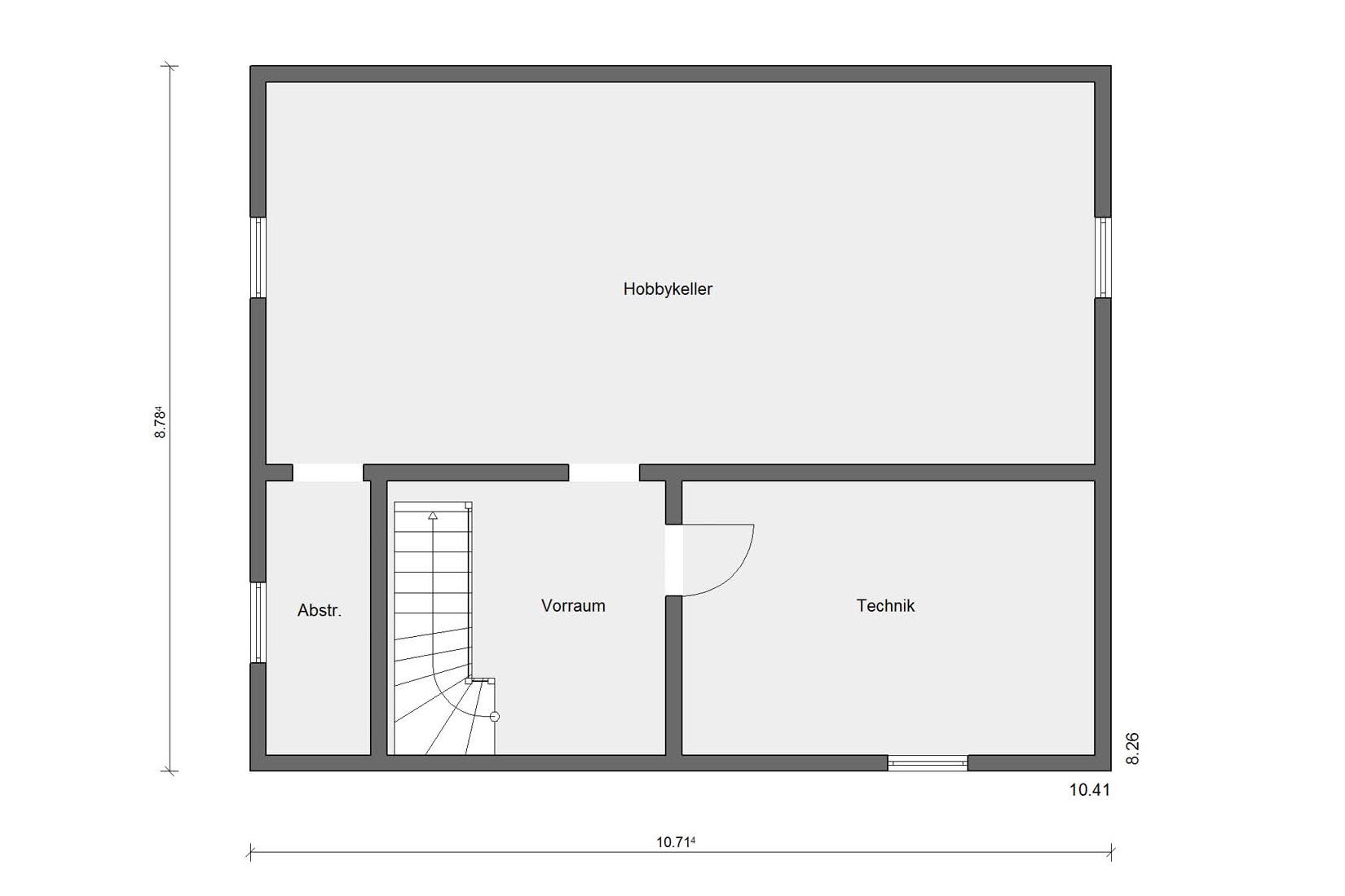 Grundriss Kellergeschoss E 20-167.3 Fertighaus mit Carport