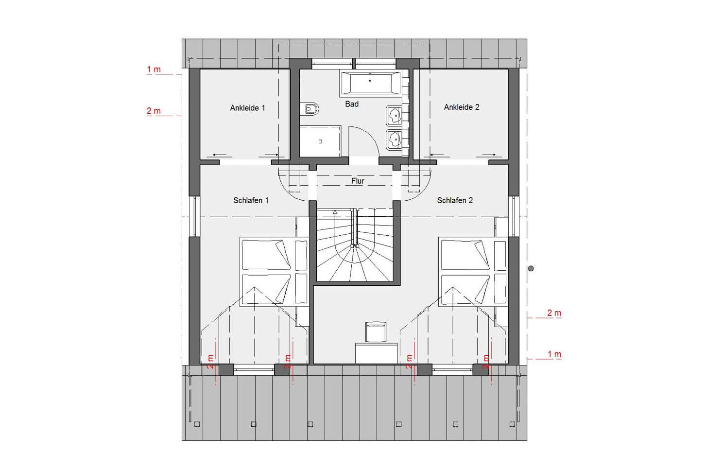 Plan d'étage grenier E 15-142.5 maison préfabriquée country