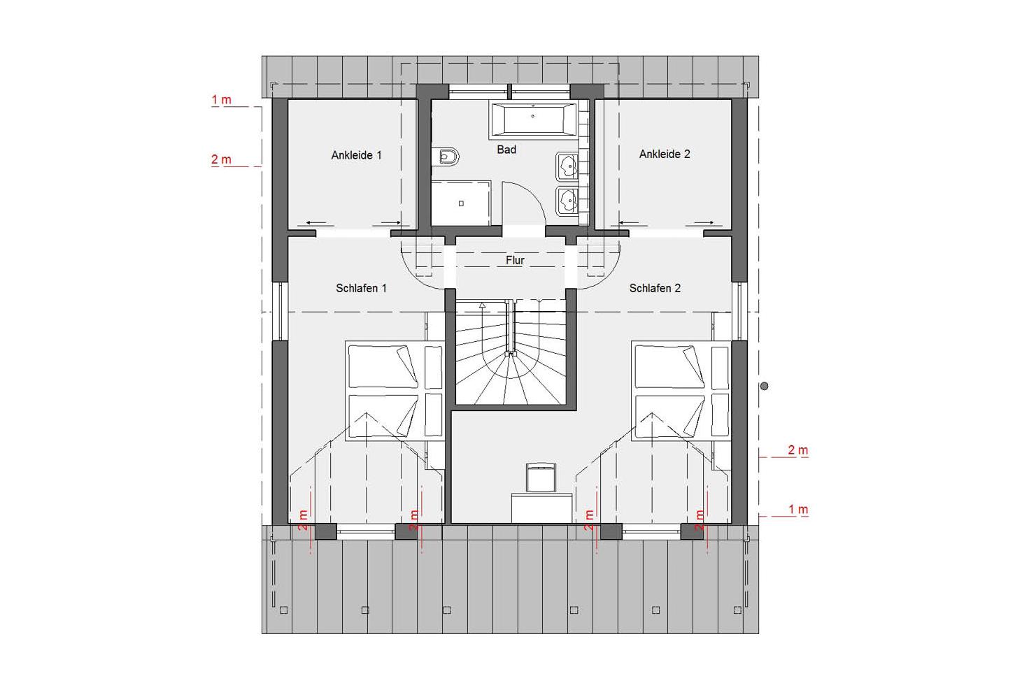 Grundriss Dachgeschoss E 15-142.5 Country Fertighaus