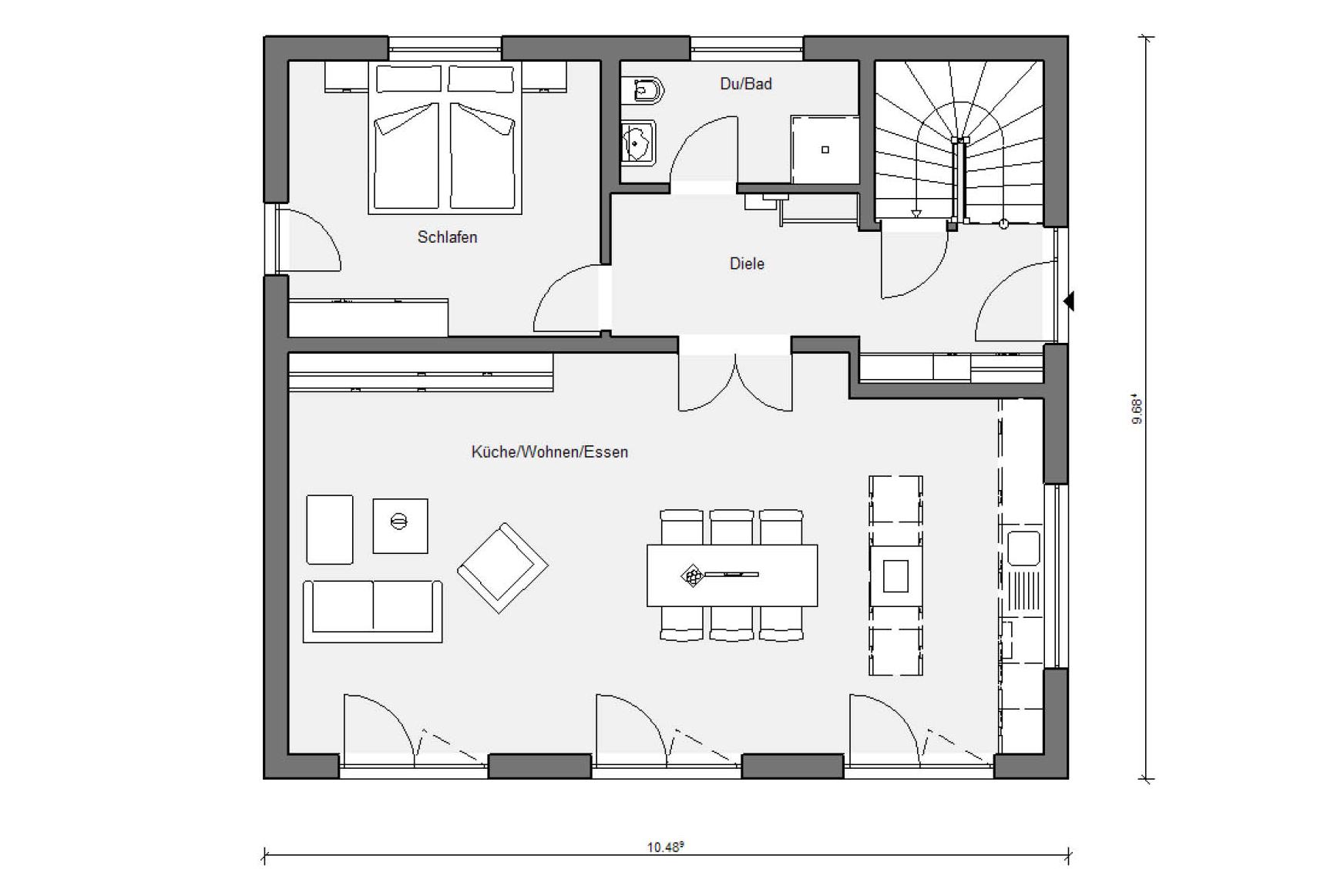 Grundriss Erdgeschoss E 20-164.4 Landhaus mit Pultdach