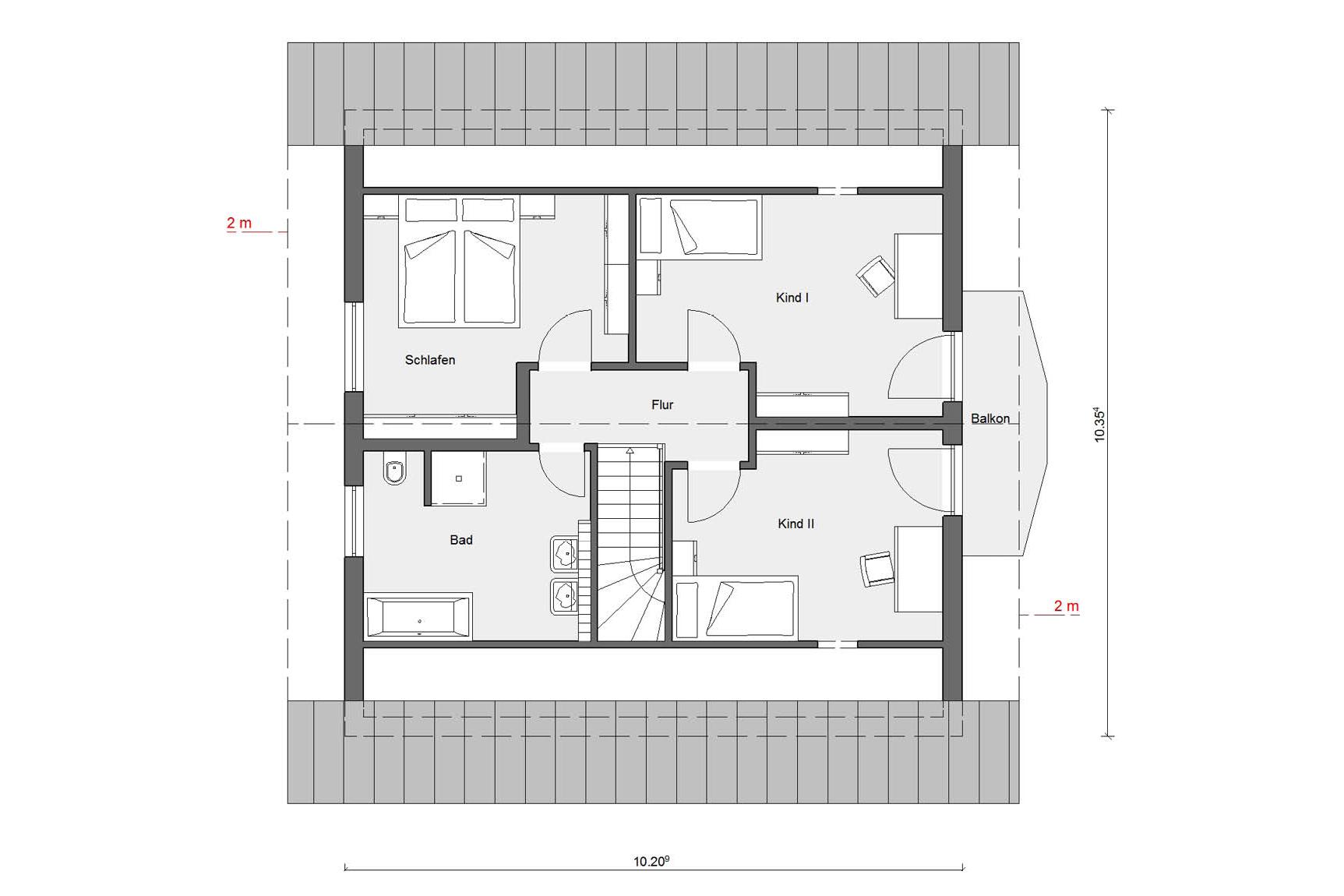 Plan d'étage grenier M-15 178.1 Maison préfabriquée avec habitation mitoyenne