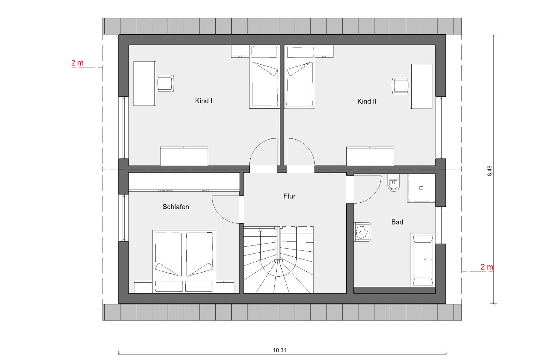 Grundriss Dachgechoss E 15-143.27 Haus mit Vordach