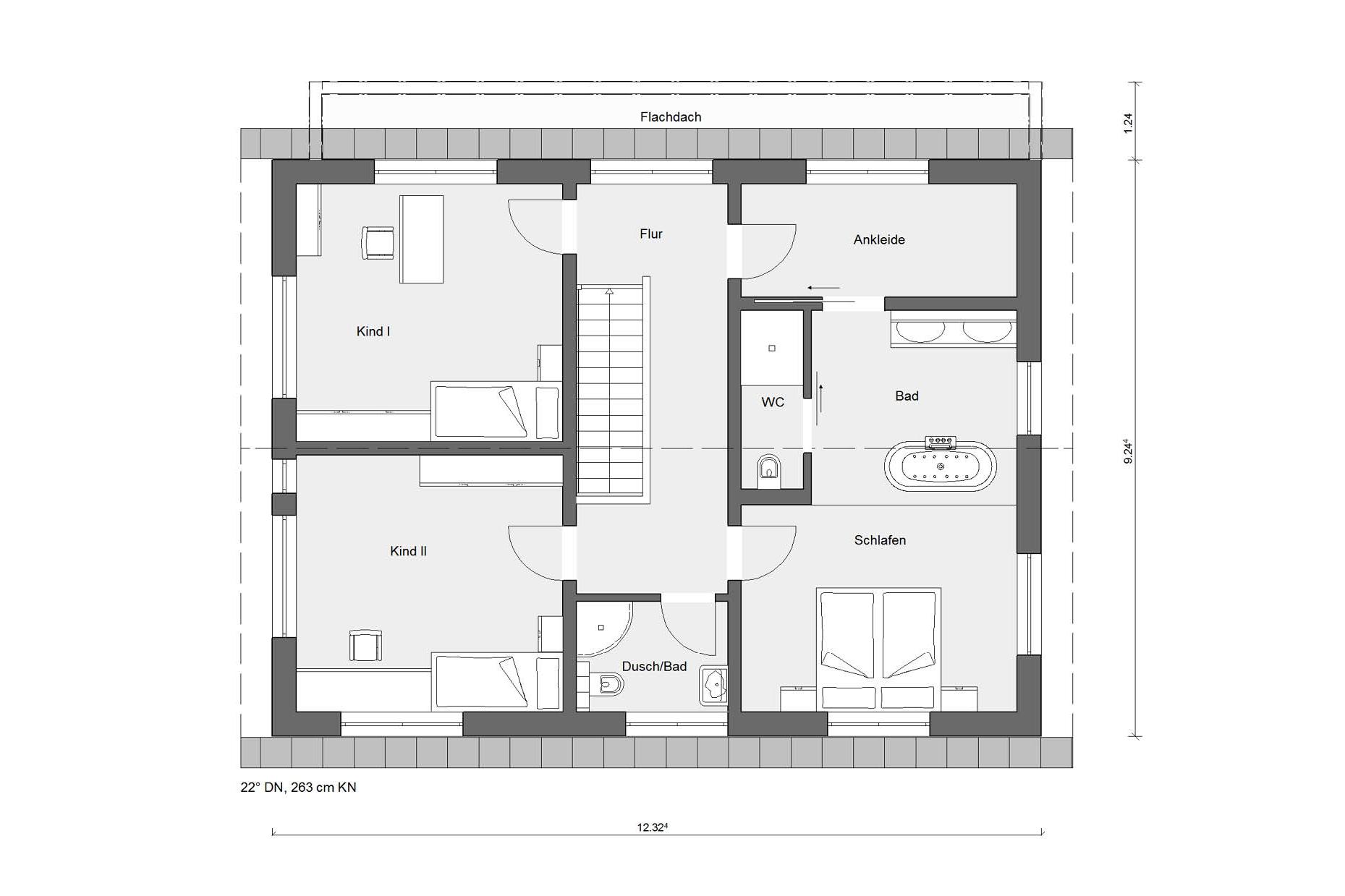 Plan d'étage du grenier maison préfabriquée de style campagnard E 20-185.1
