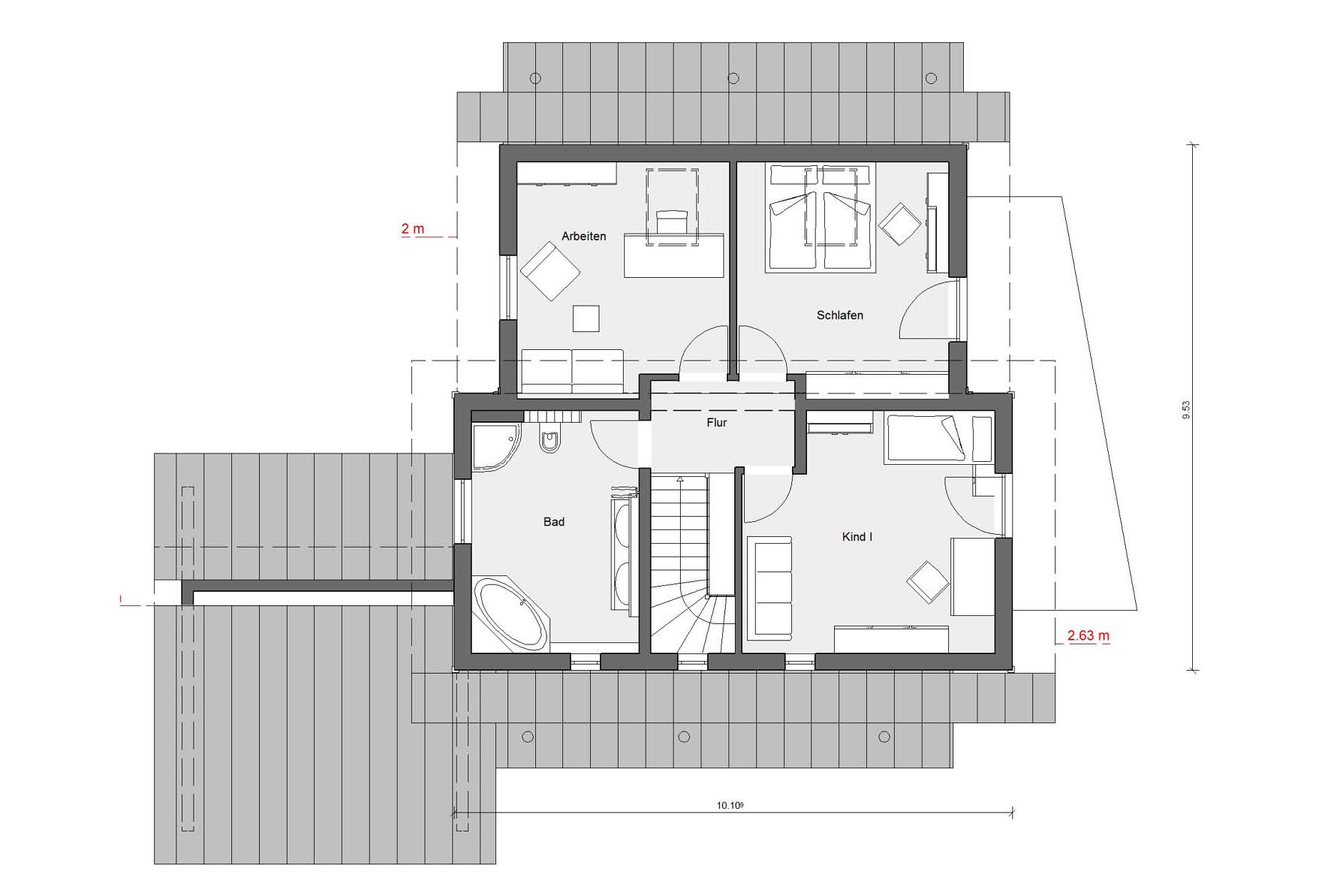 plan de sol d'étage mansardé  Young Family Home 1