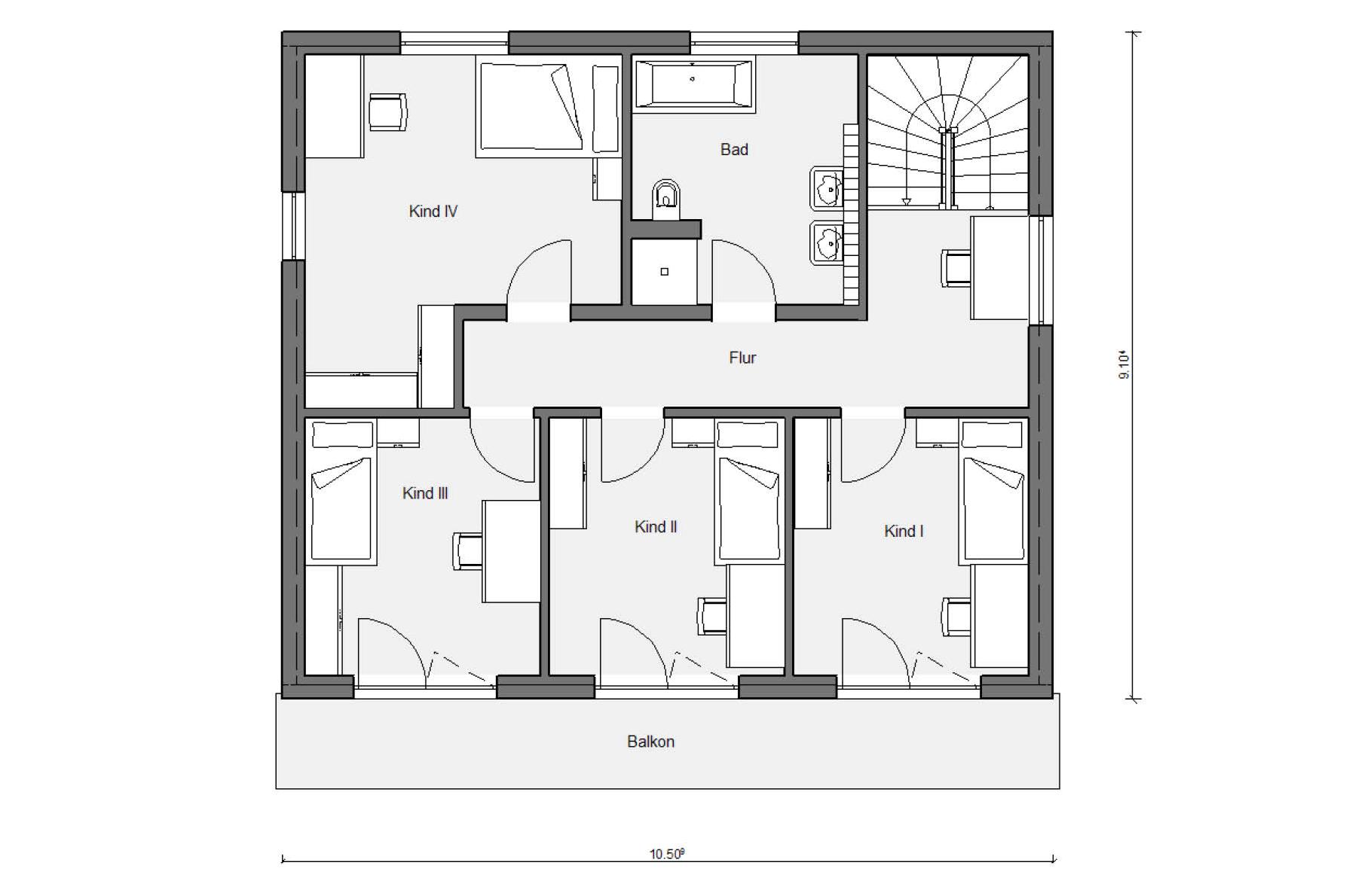 Grundriss Dachgeschoss E 15-164.2 Modernes Haus mit Pultdach