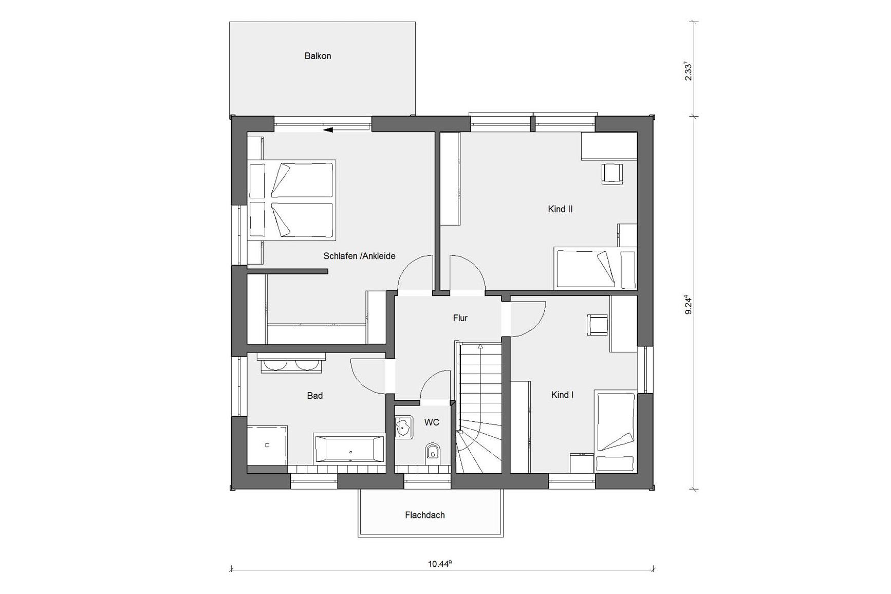 Grundriss Dachgeschoss E 20-164.3 Haus mit Erker-Balkon