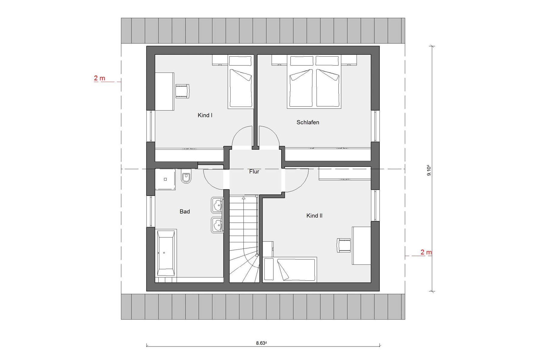 Grundriss Dachgeschoss Nullenergiehaus E 15-128.10