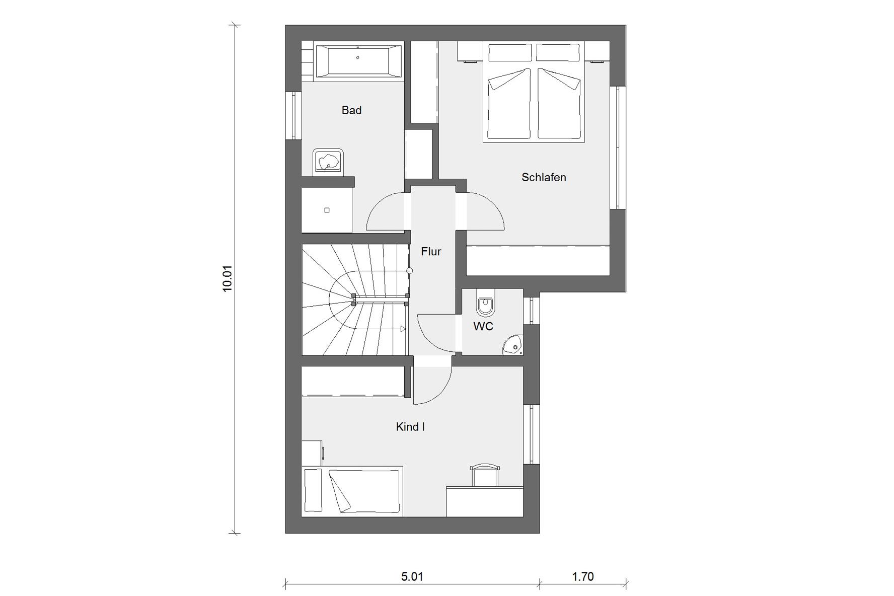 Grundriss Reihenhaus Obergeschoss