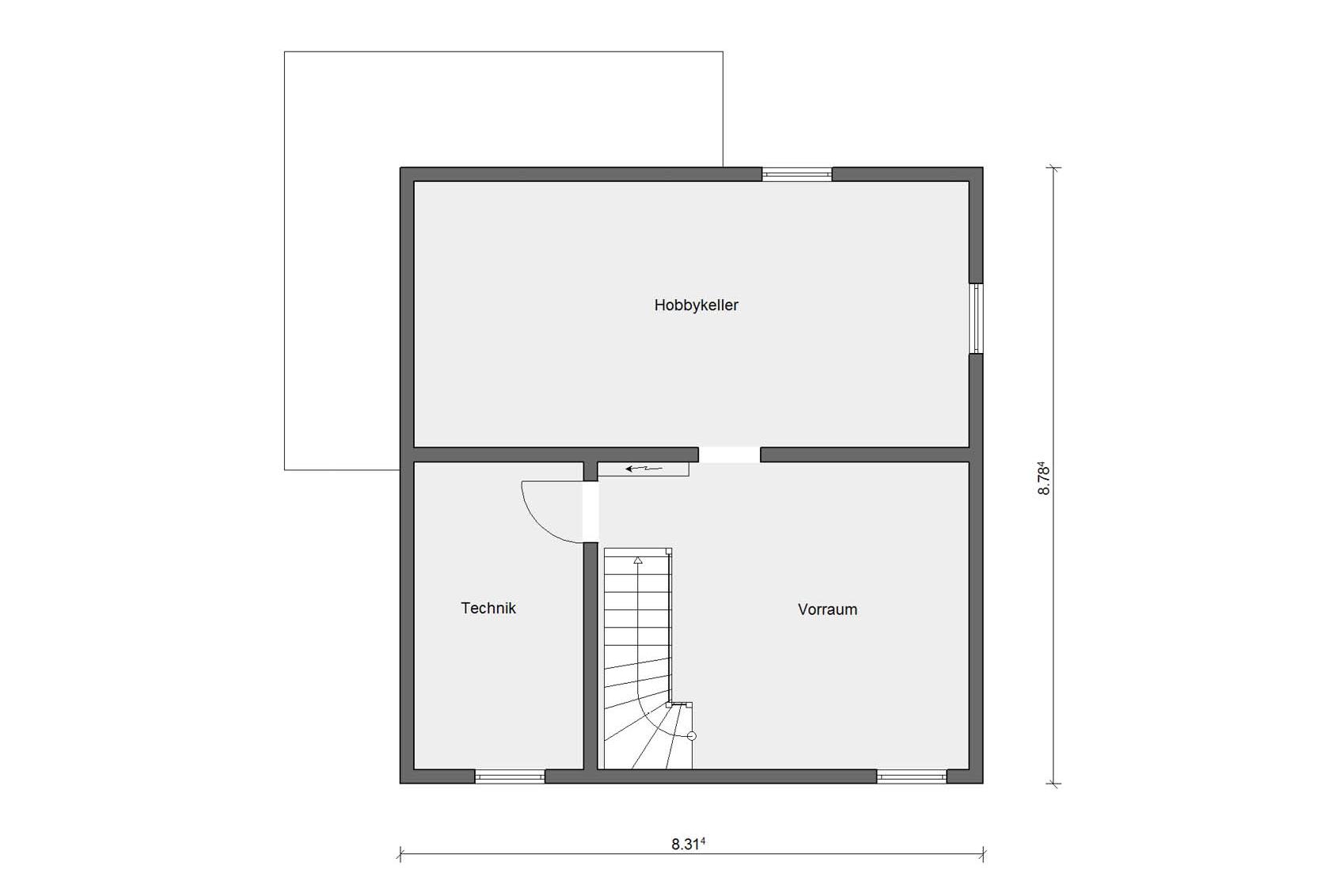 Grundriss Kellergeschoss E 20-142.4 Zweigeschossiges Haus