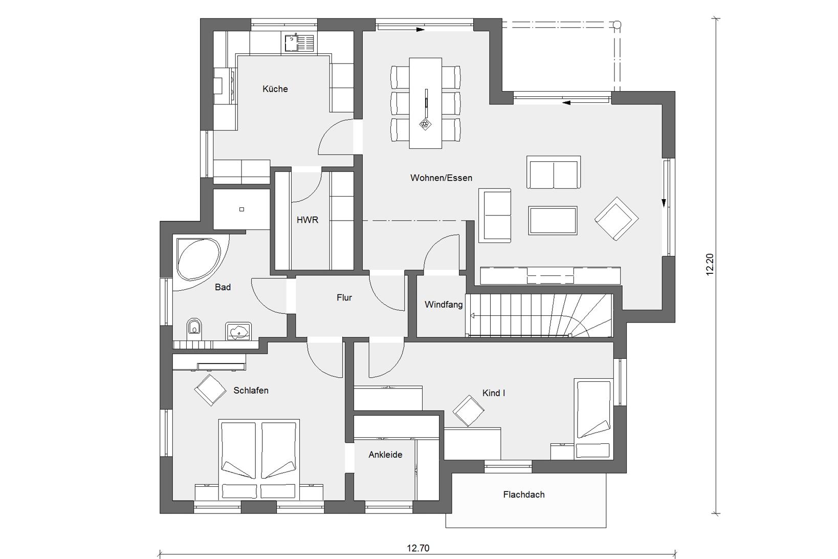 Grundriss Erdgeschoss E 10-129.2 Skandinavischer Bungalow