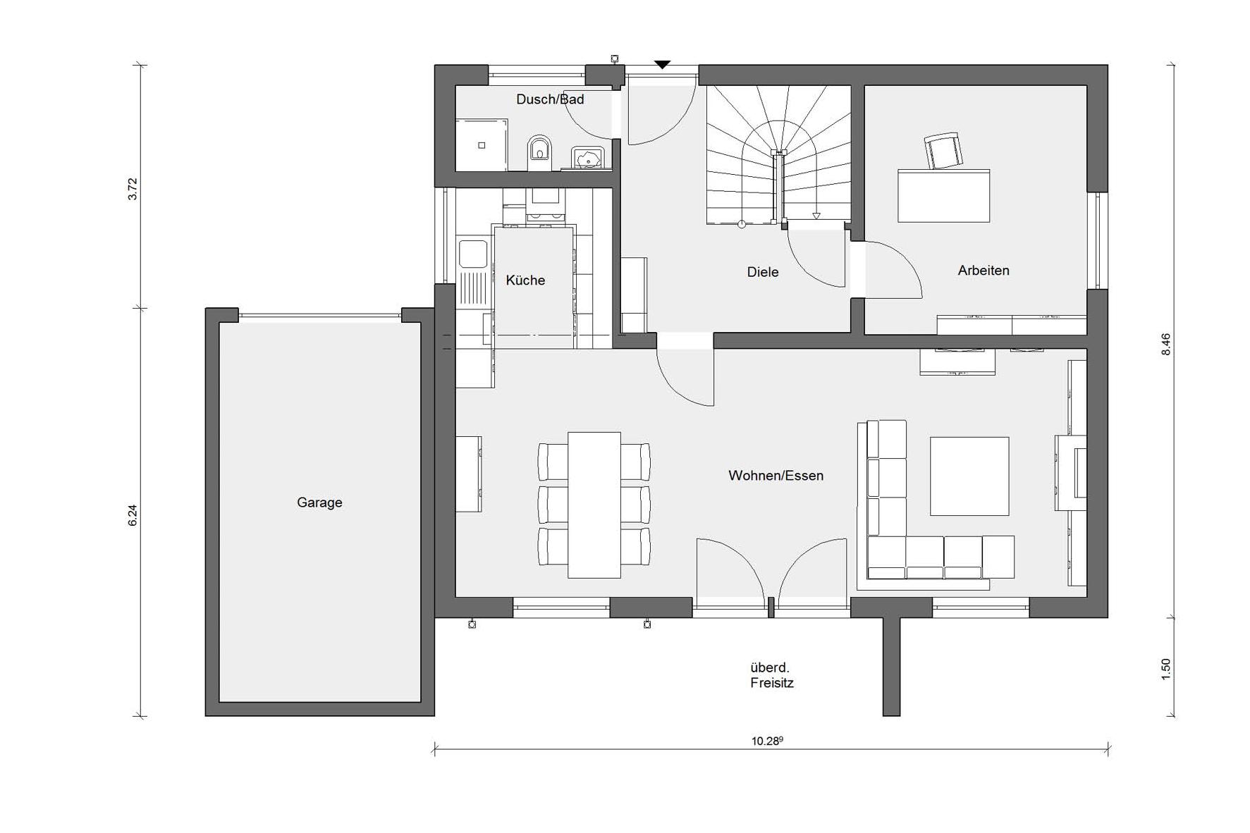 Grundriss Erdgeschoss E 20-144.2 Moderner Bauhausstil