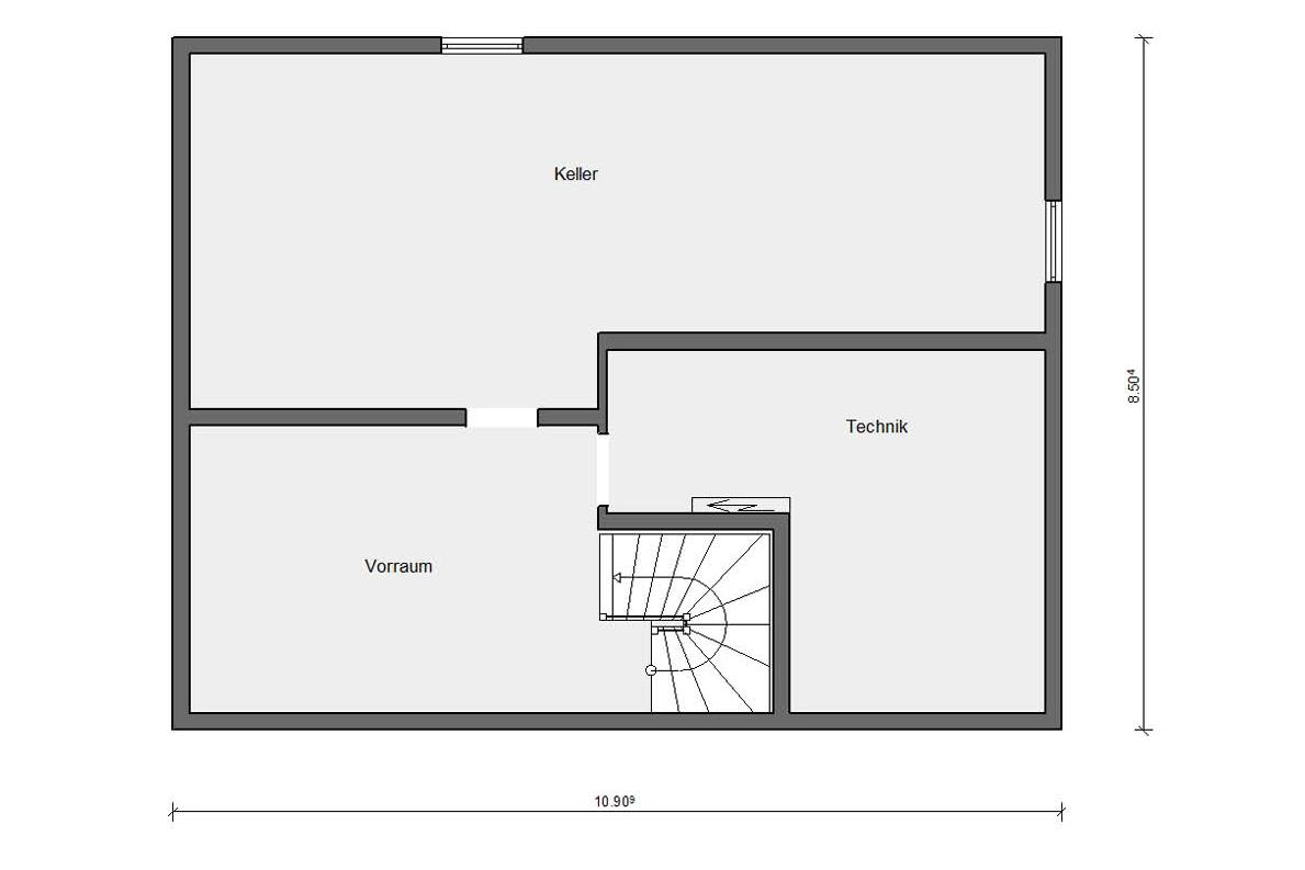 Grundriss Kellergeschoss E 10-230.1 Bungalow mit Dachterrasse