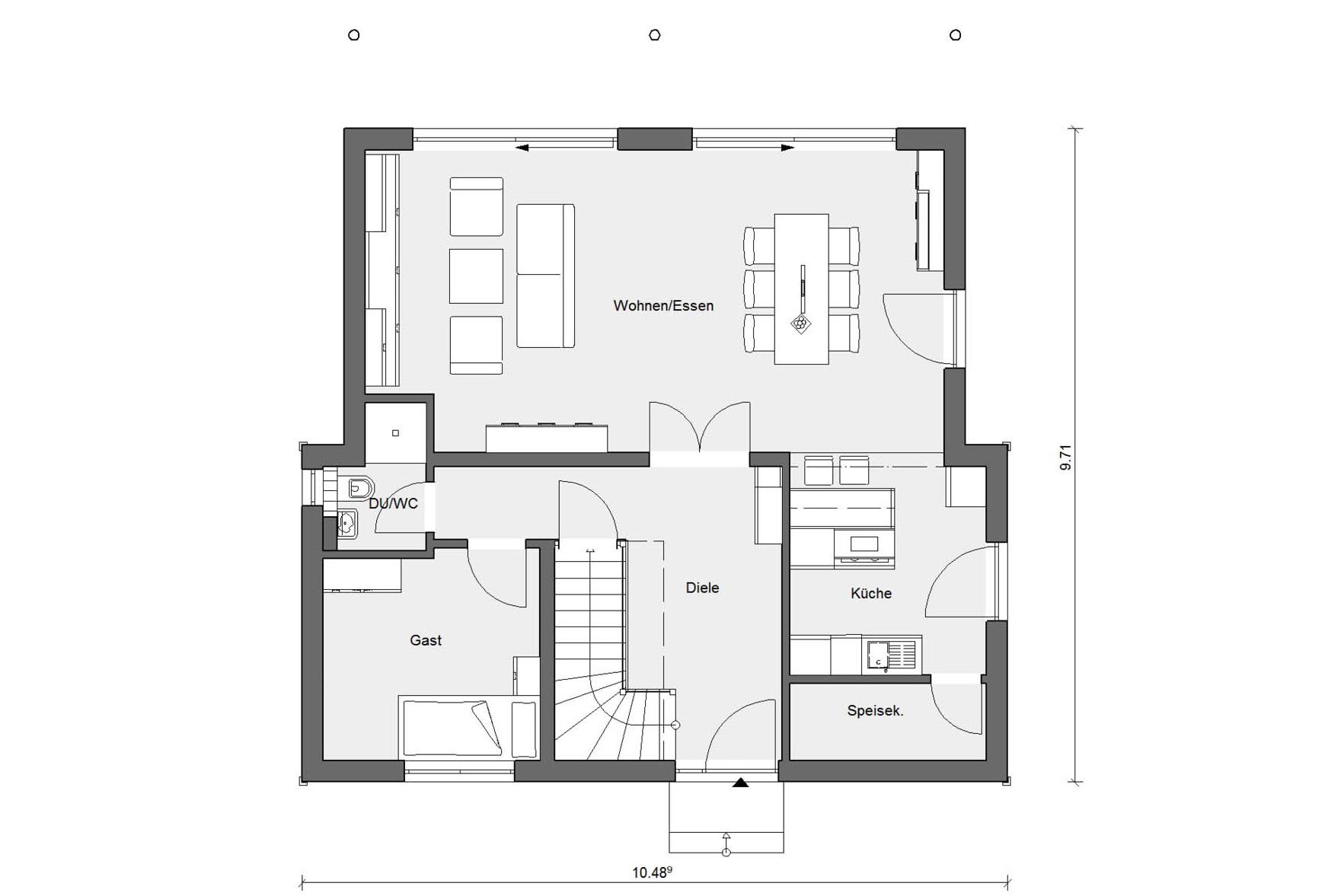 Pianta pianterreno casa campione di SchwörerHaus a Mannheim 