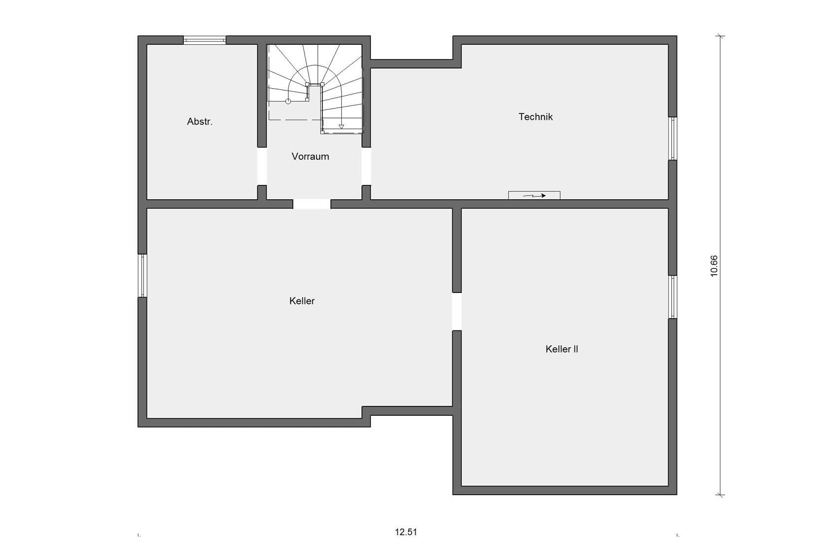 Plan d'étage cave E 10-107.3 Bungalow avec toit papillon