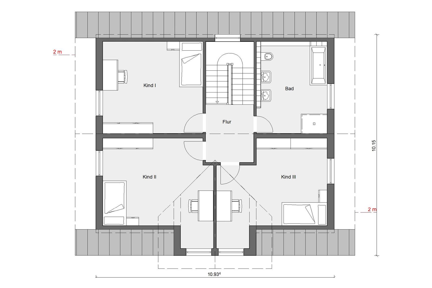 Grundriss Dachgeschoss E 15-172.2 Haus mit Erker über zwei Stockwerke