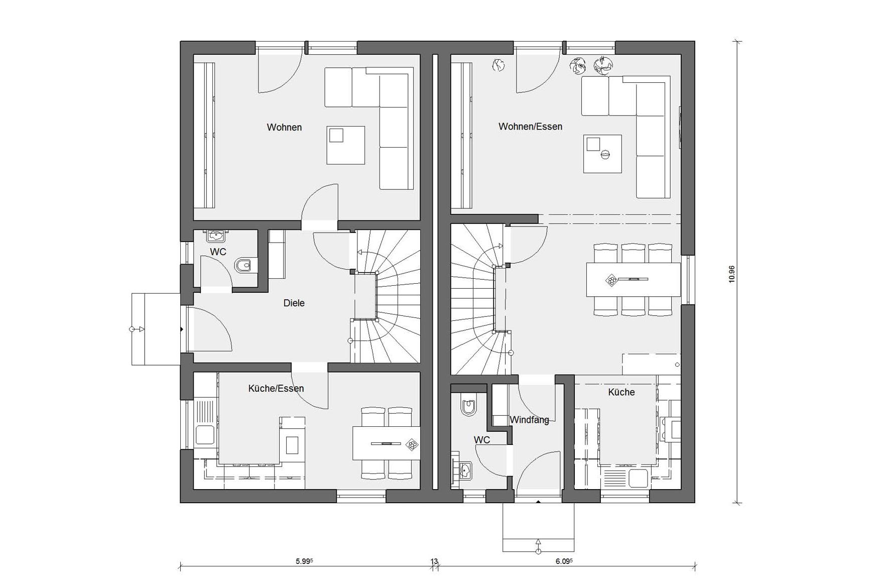 Plan d'étage rez-de-chaussée D 15-106.1 / D 15-108.1 Petite maison jumelée