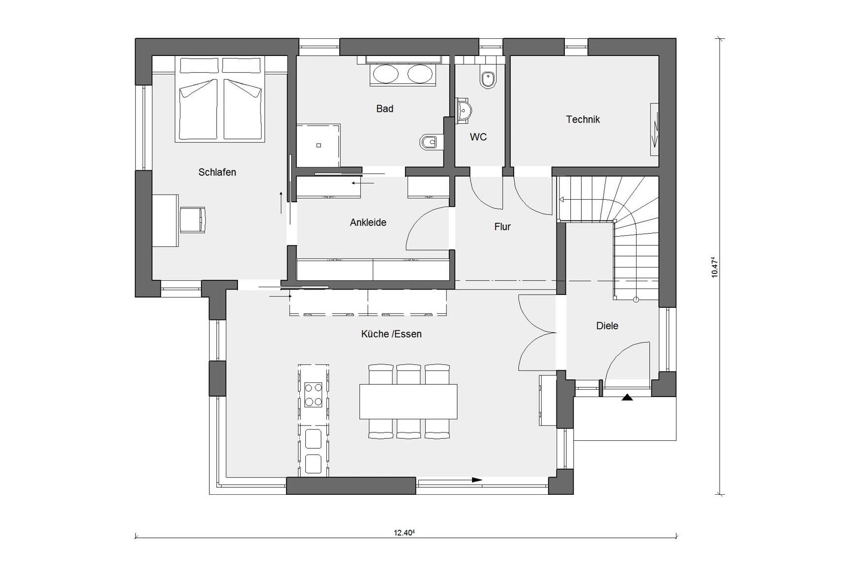 Plan d'étage au rez-de-chaussée maison modèle Schwörer à Wuppertal