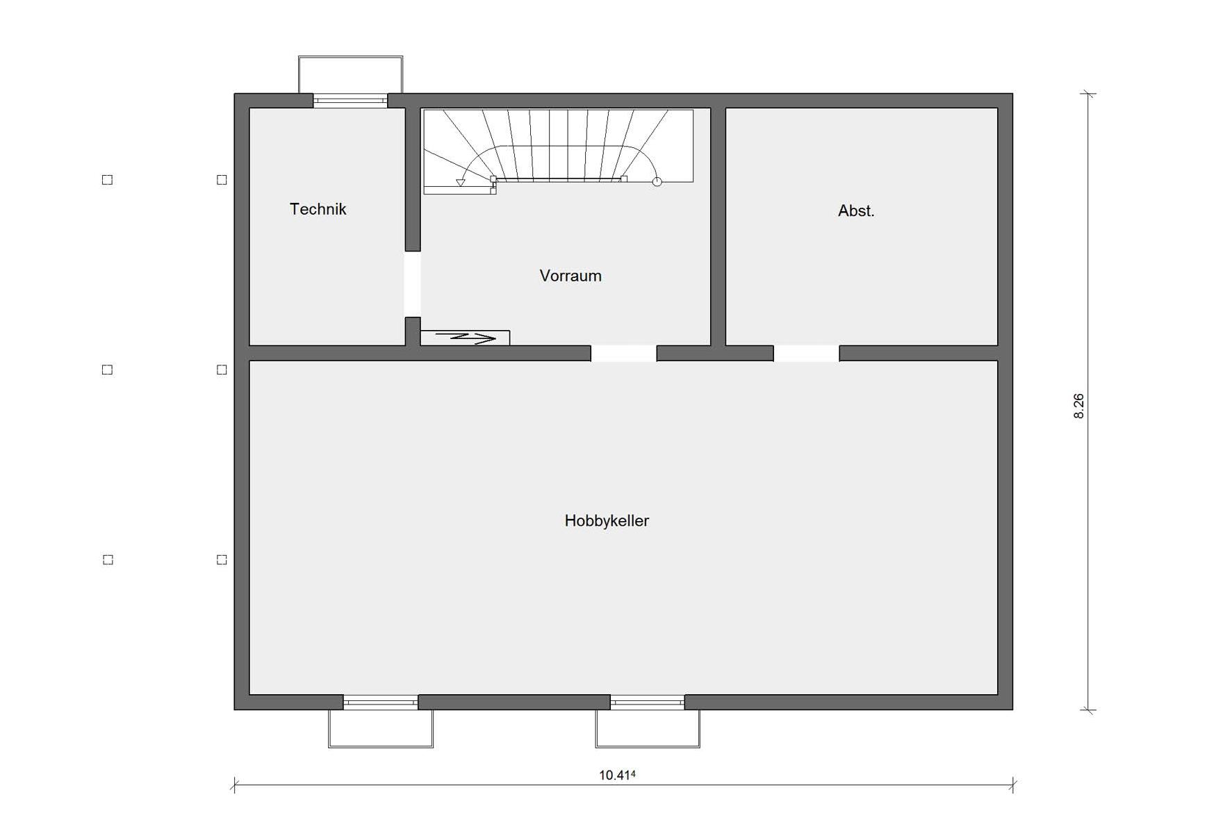 Kellergeschoss Grundriss Haus in rot E 20-148.6