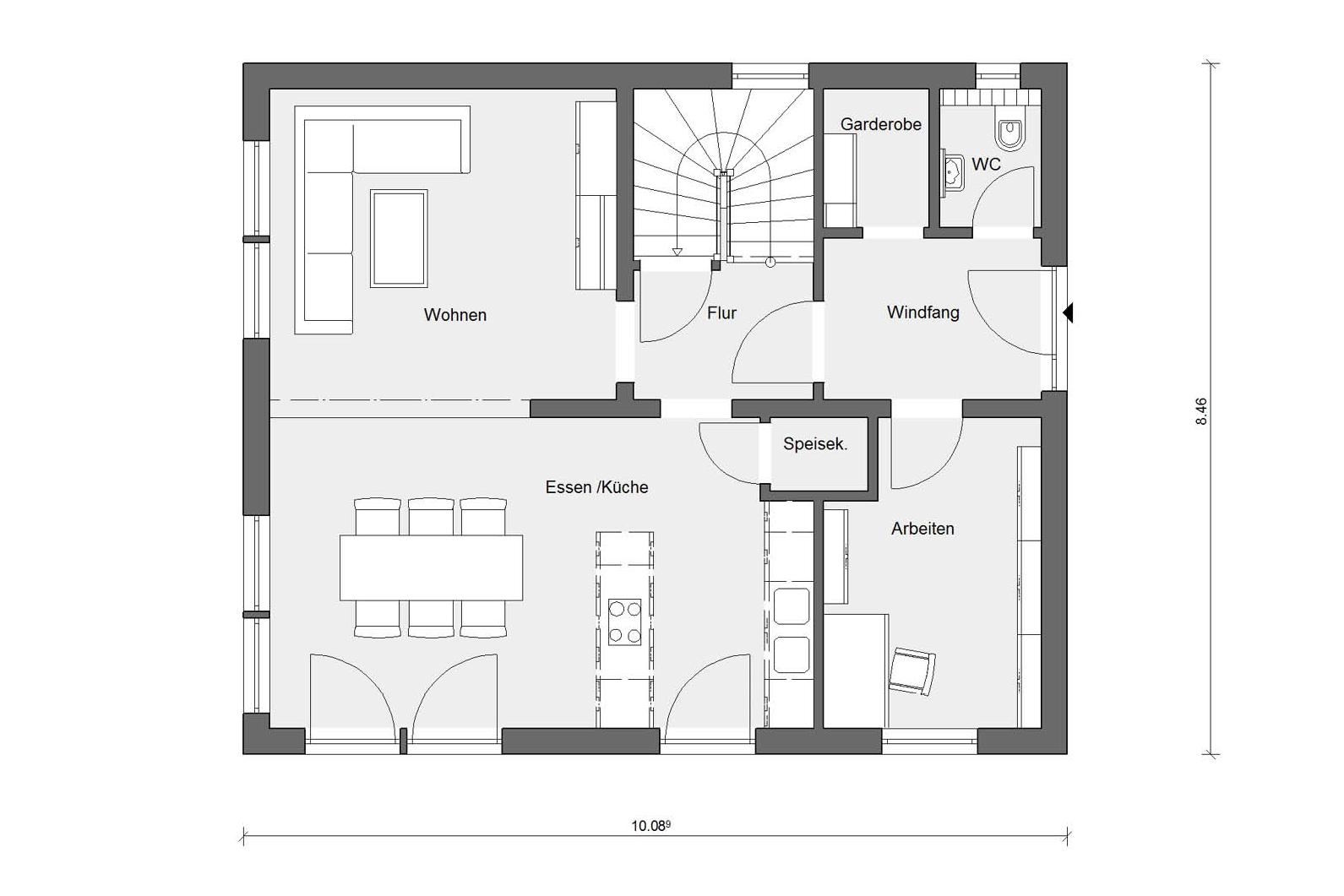 Plan d'étage rez-de-chaussée E 15-140.4 Maison avec bureau