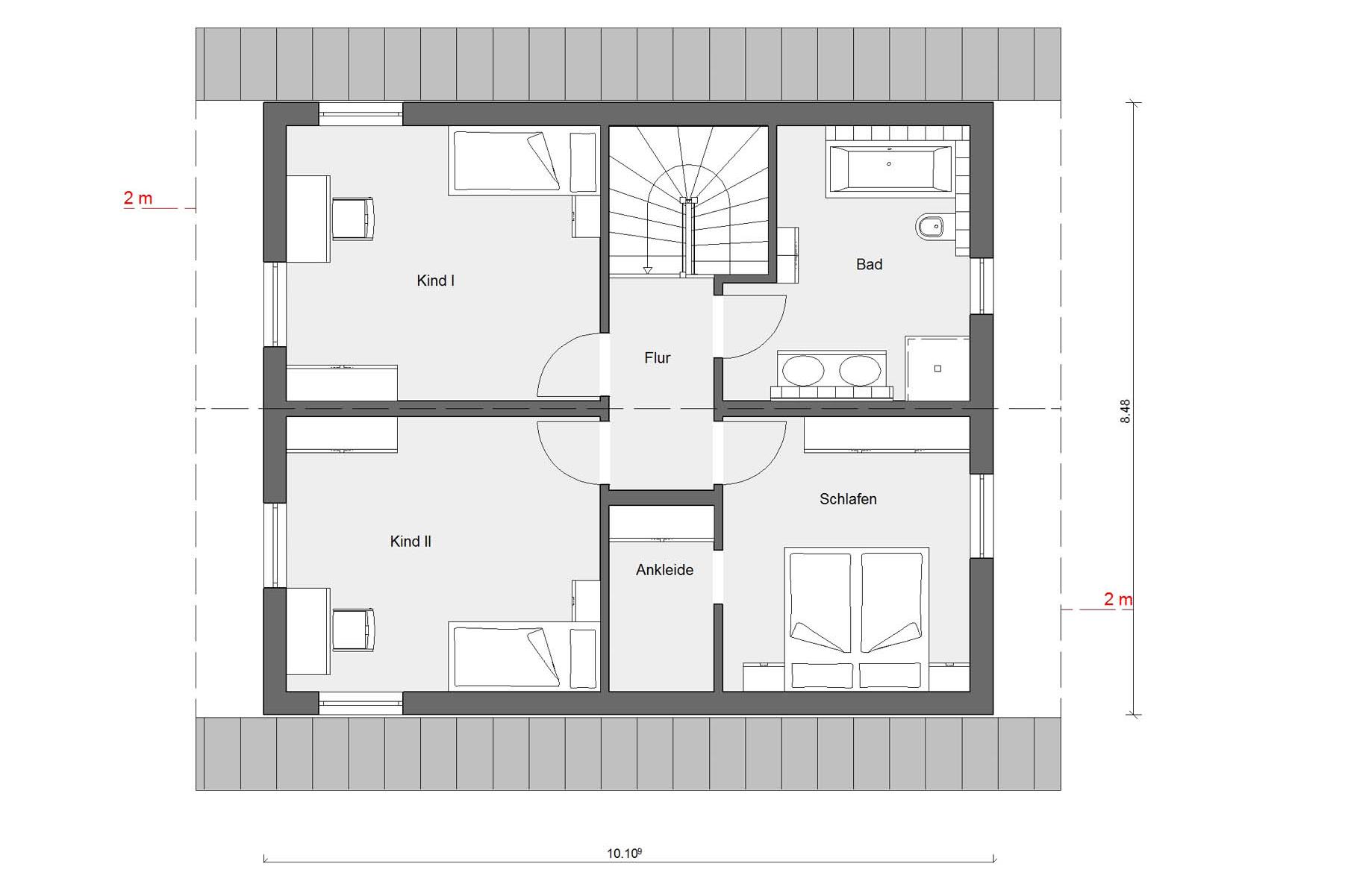 Dachgeschoss Grundriss E 15-140.4 Haus mit Büro