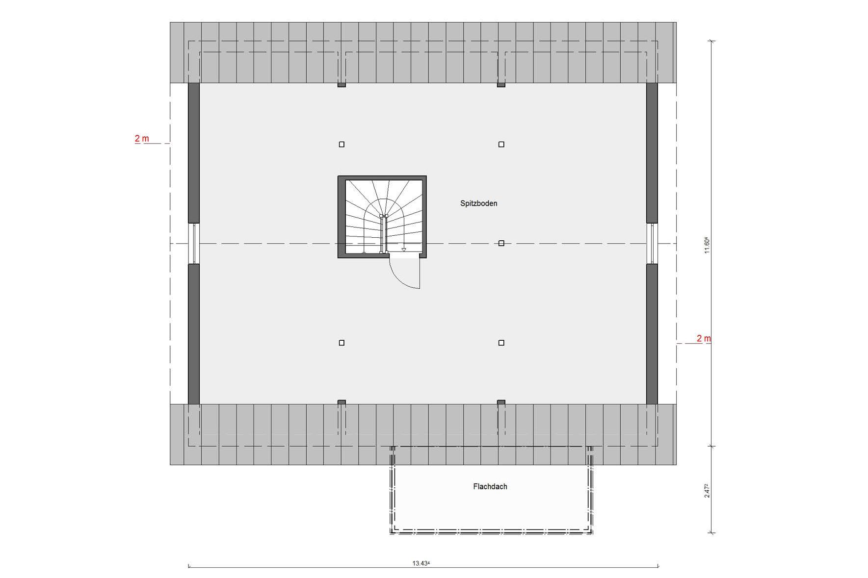 Plan d'étage grenier  E 15-263.2 Bungalow avec premier étage
